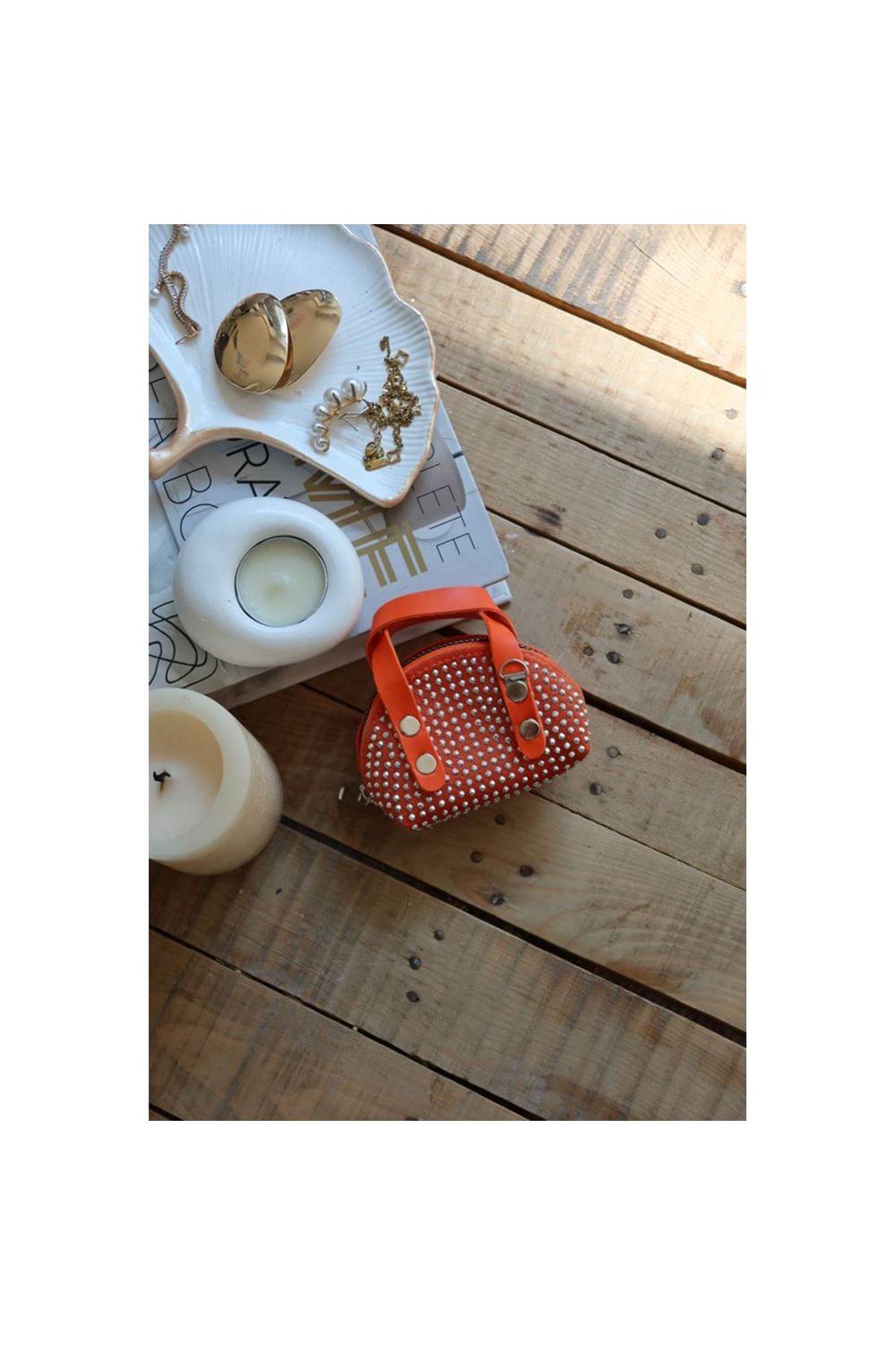 Turuncu zımbalı mini maskot bozuk para cüzdanı