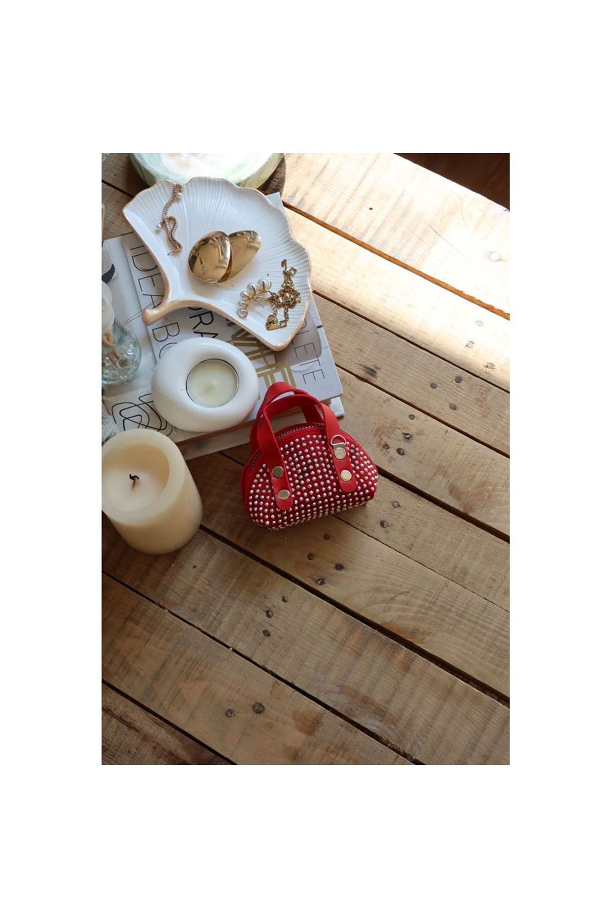 kırmızı zımbalı mini maskot bozuk para cüzdanı