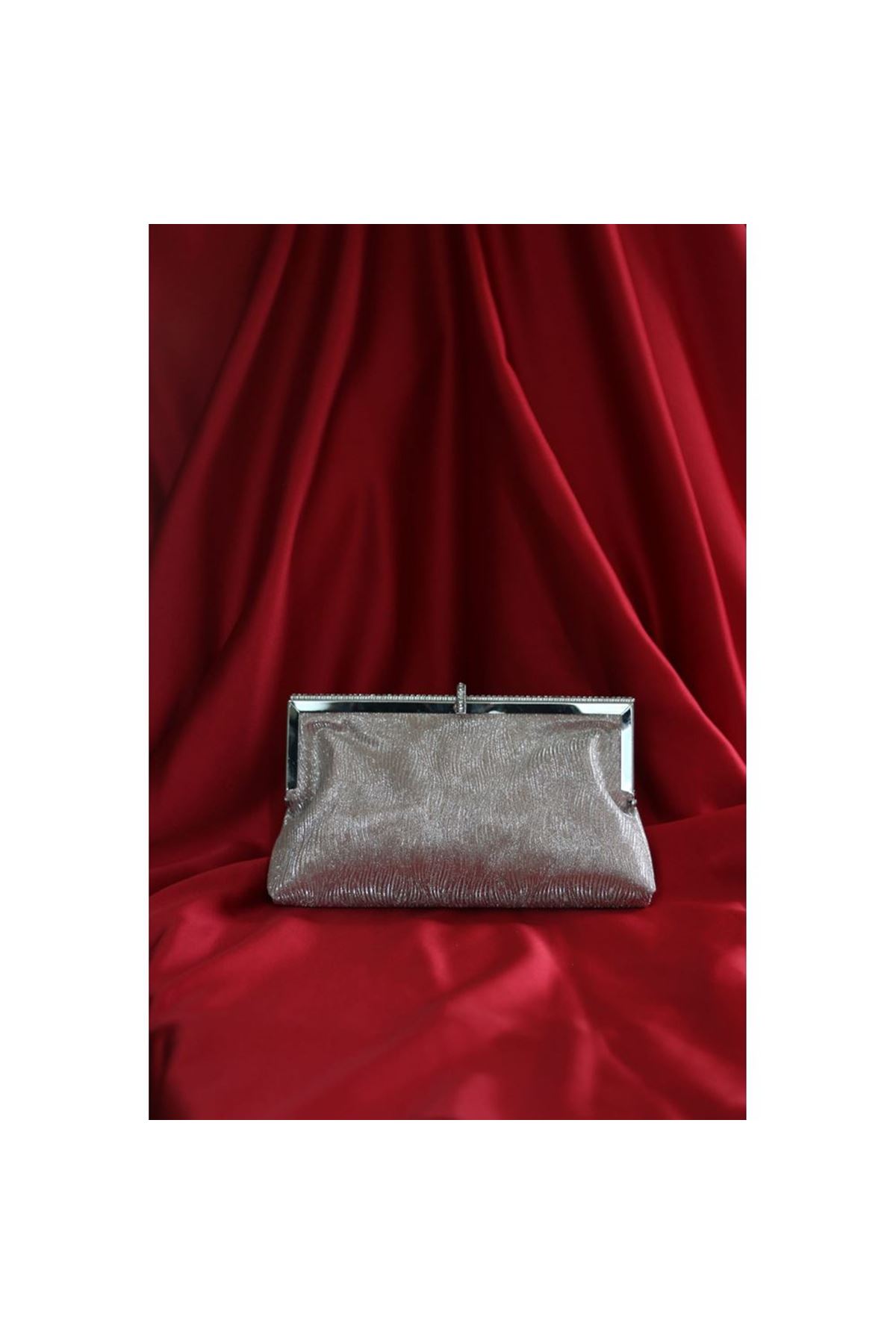 Rose gold  burgu dokulu kristal burslu abiye el çantası