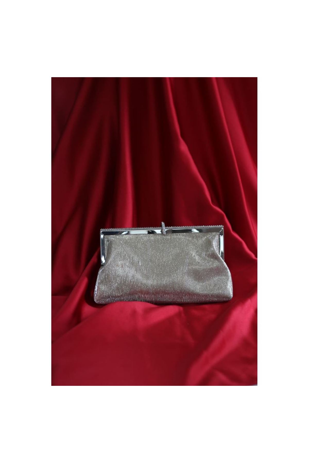 Gold burgu dokulu kristal burslu abiye el çantası