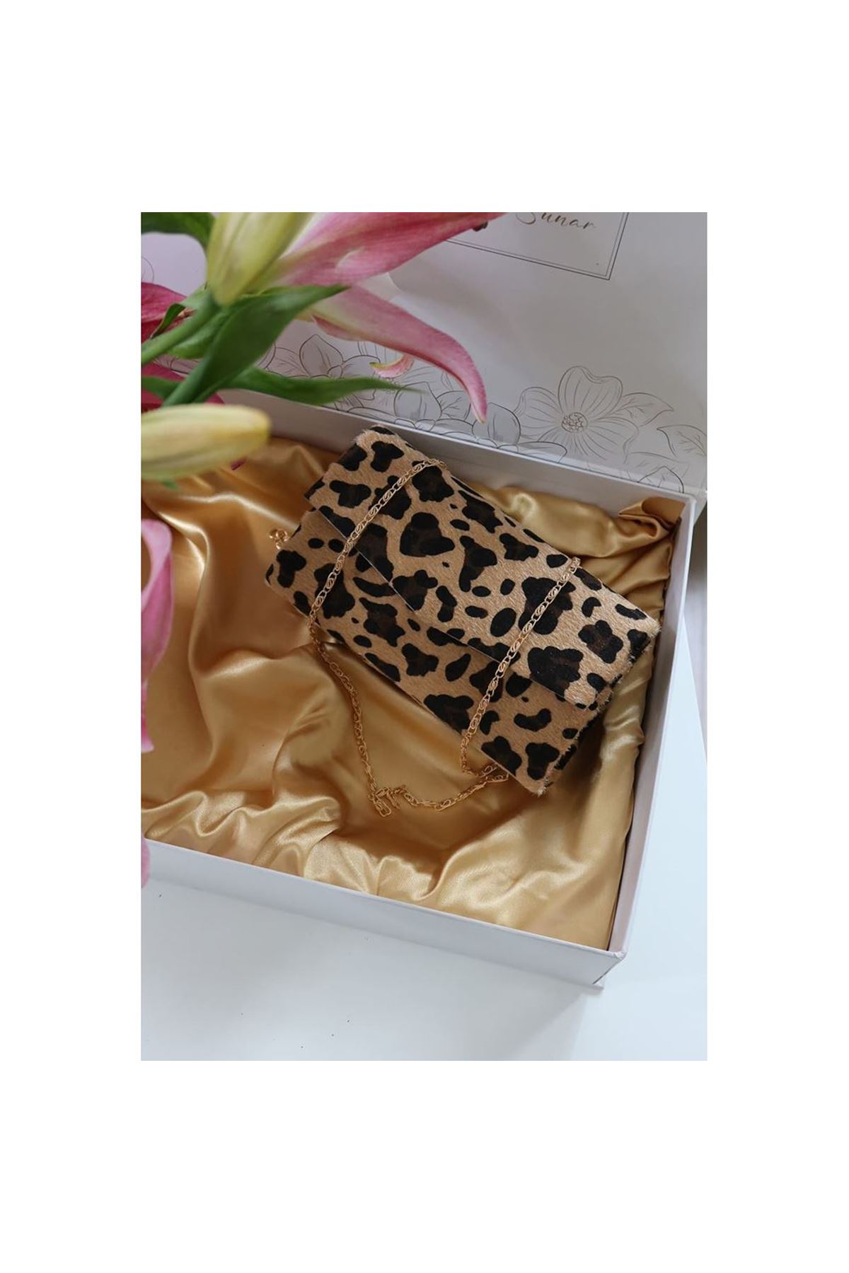 Leopar Süet Mini Kutu Omuz Çantası