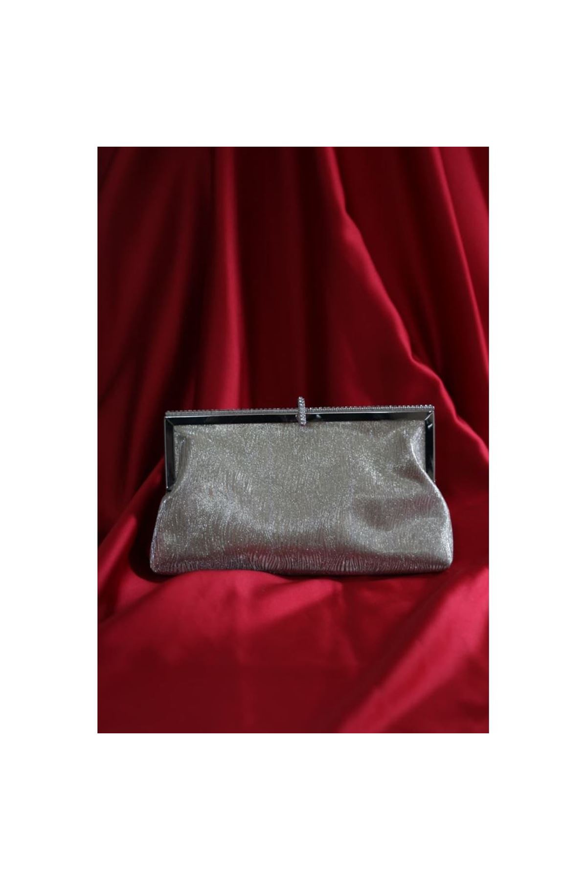 Gold burgu dokulu kristal burslu abiye el çantası