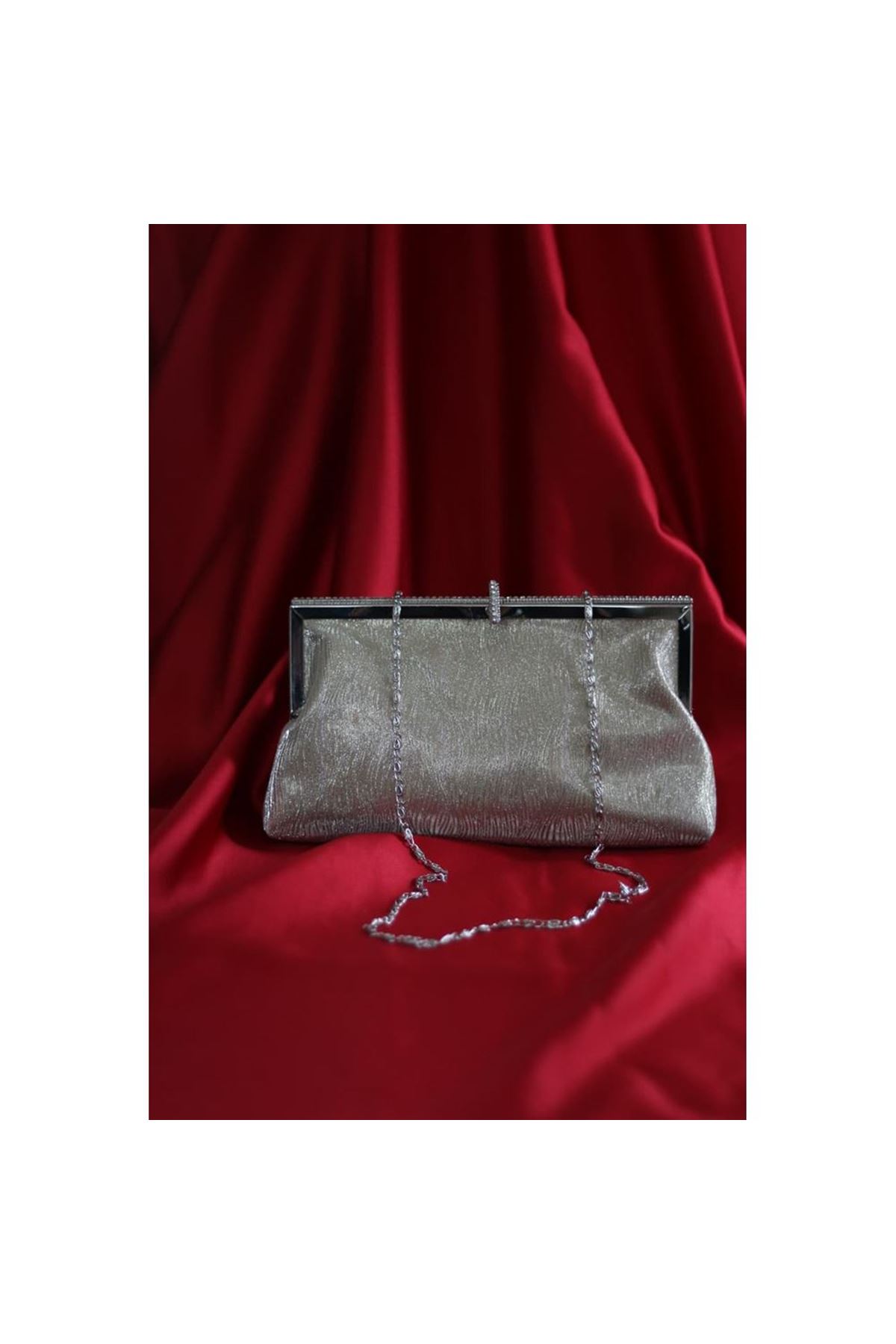 Gold burgu dokulu kristal burslu abiye el çantası