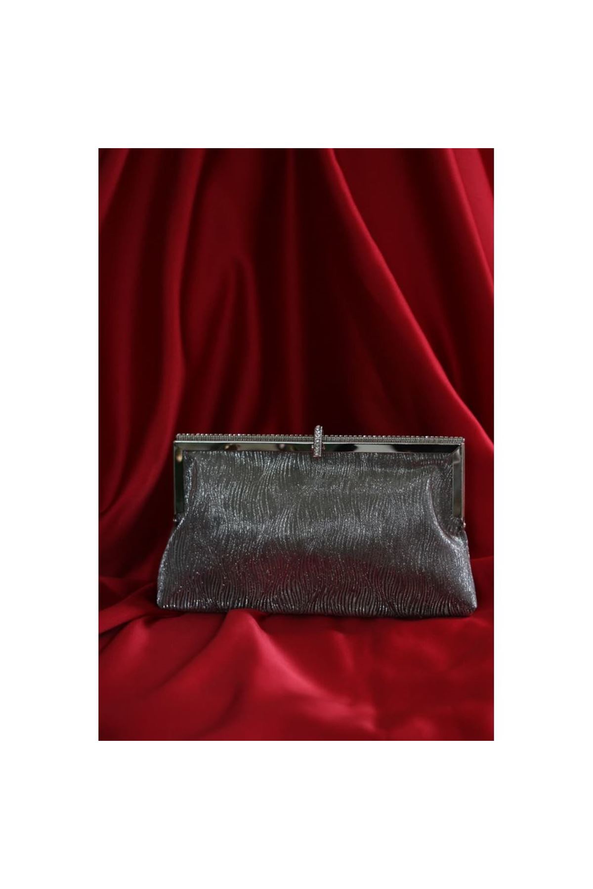 platin burgu dokulu kristal burslu abiye el çantası