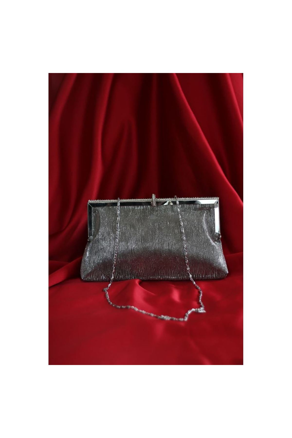 platin burgu dokulu kristal burslu abiye el çantası