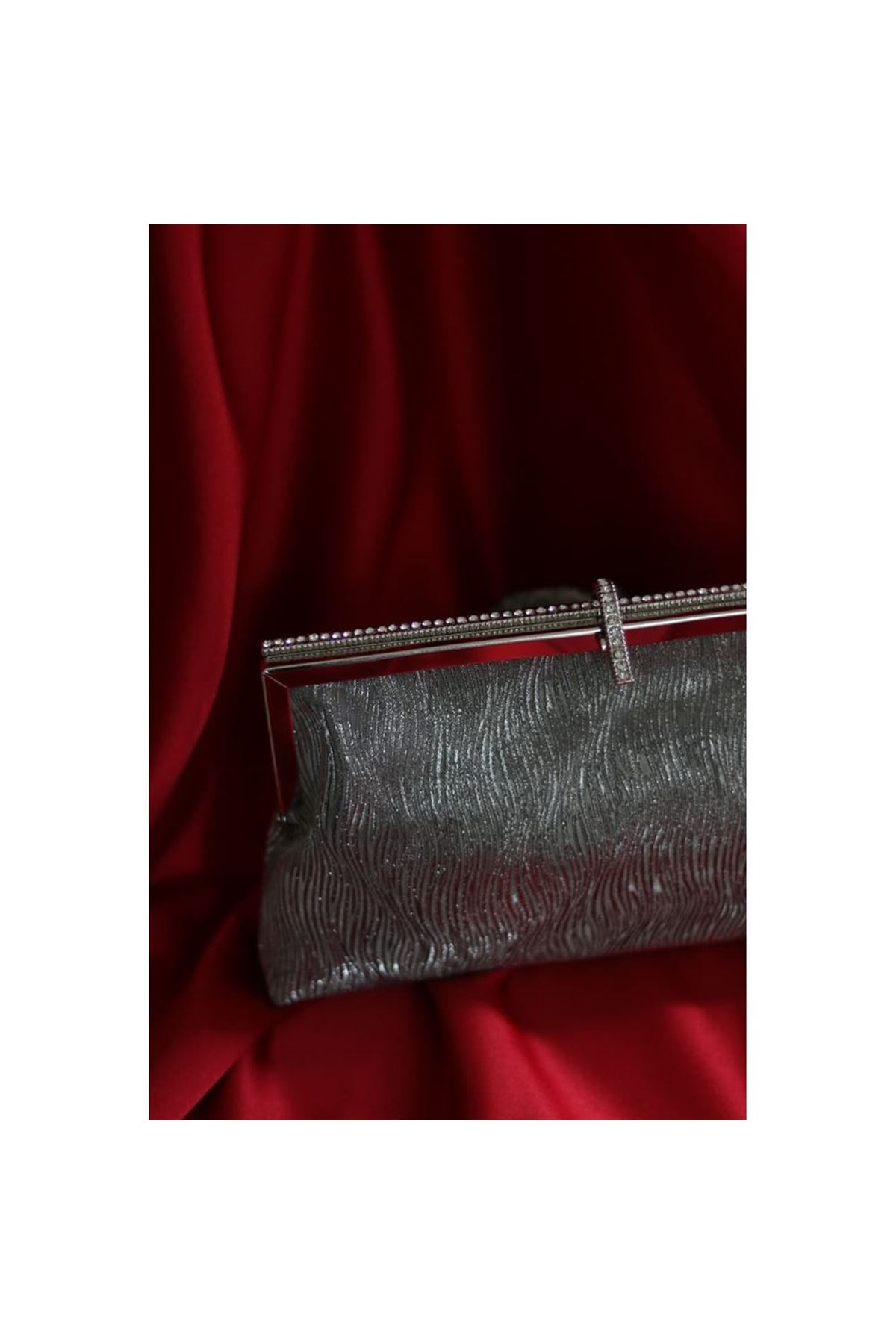 platin burgu dokulu kristal burslu abiye el çantası