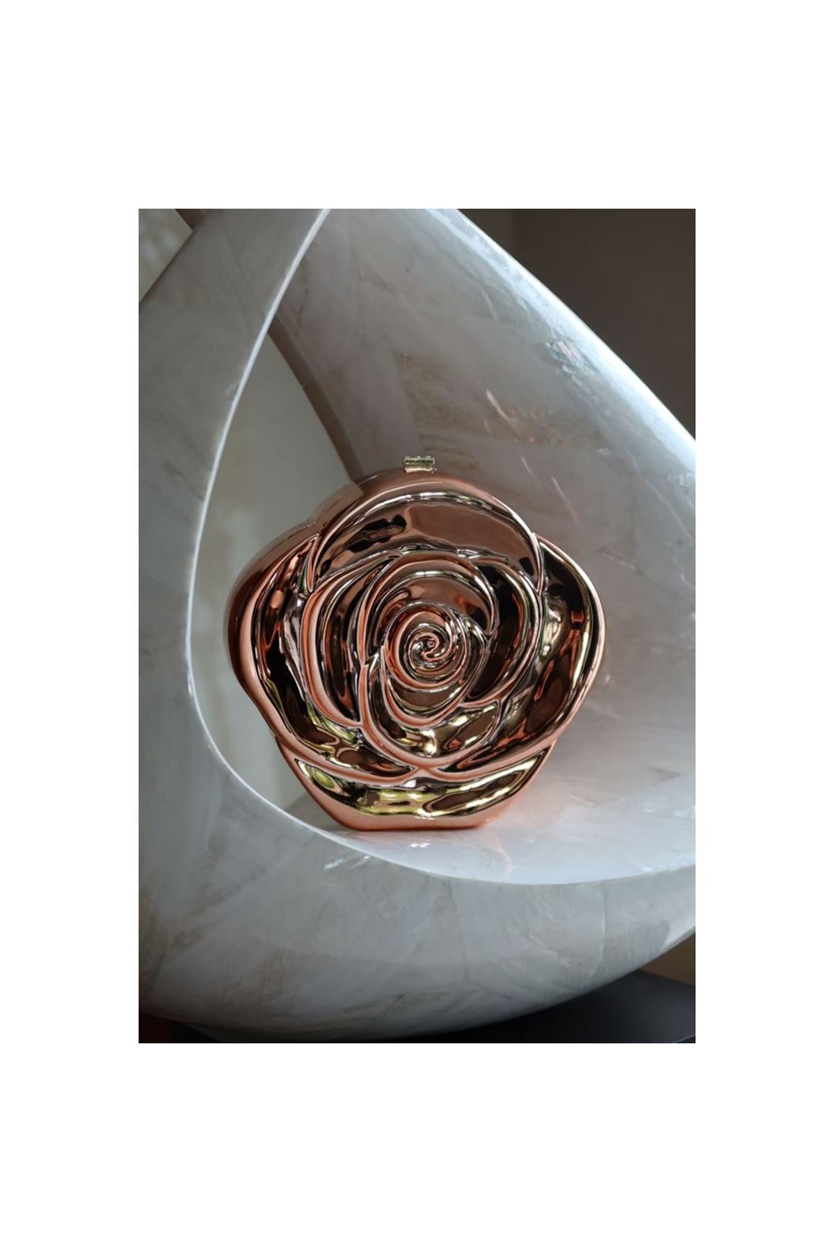 Rose Gold Gül Mika Zincirli El Omuz Çantası