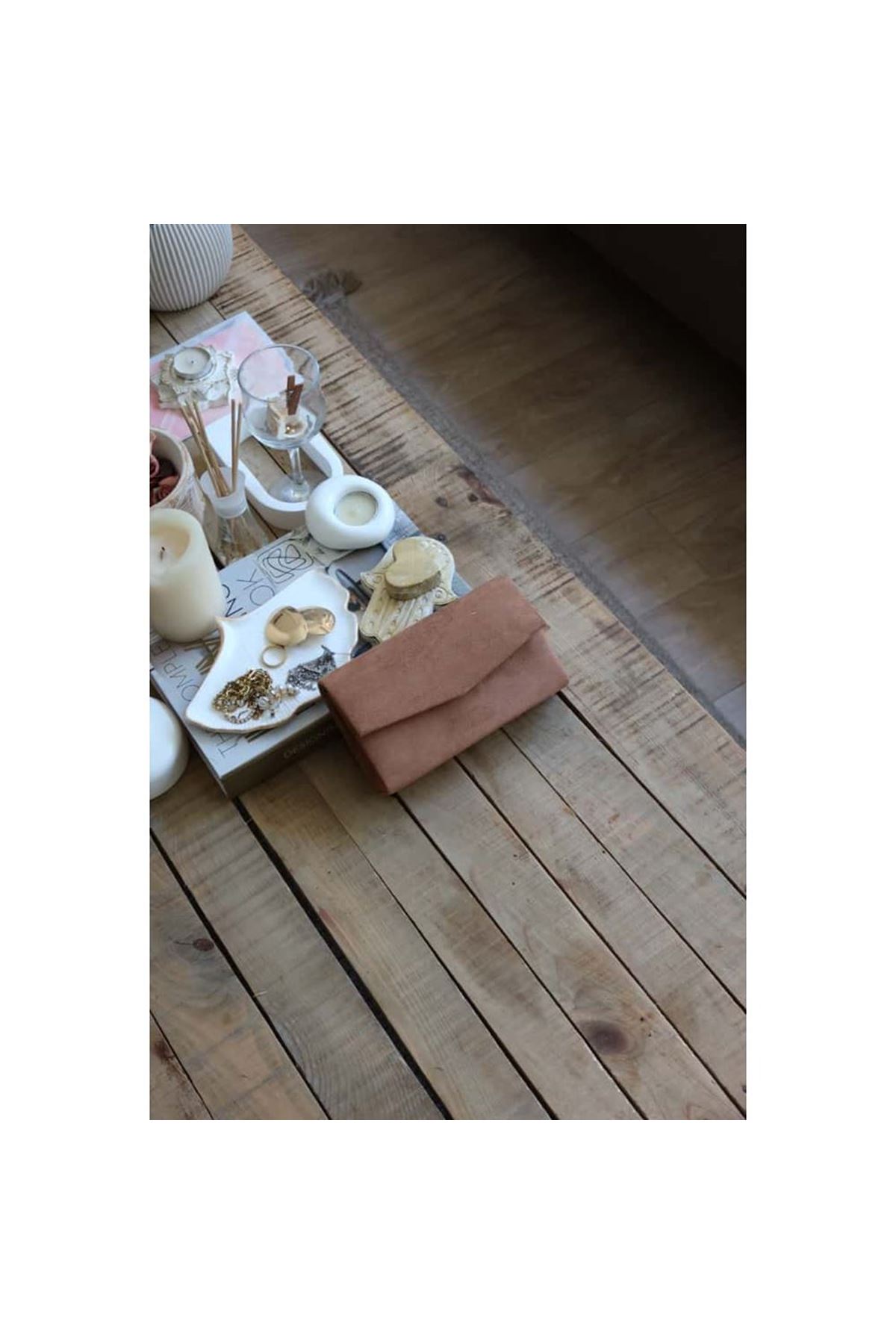 süet camel  mini kutu omuz çantası