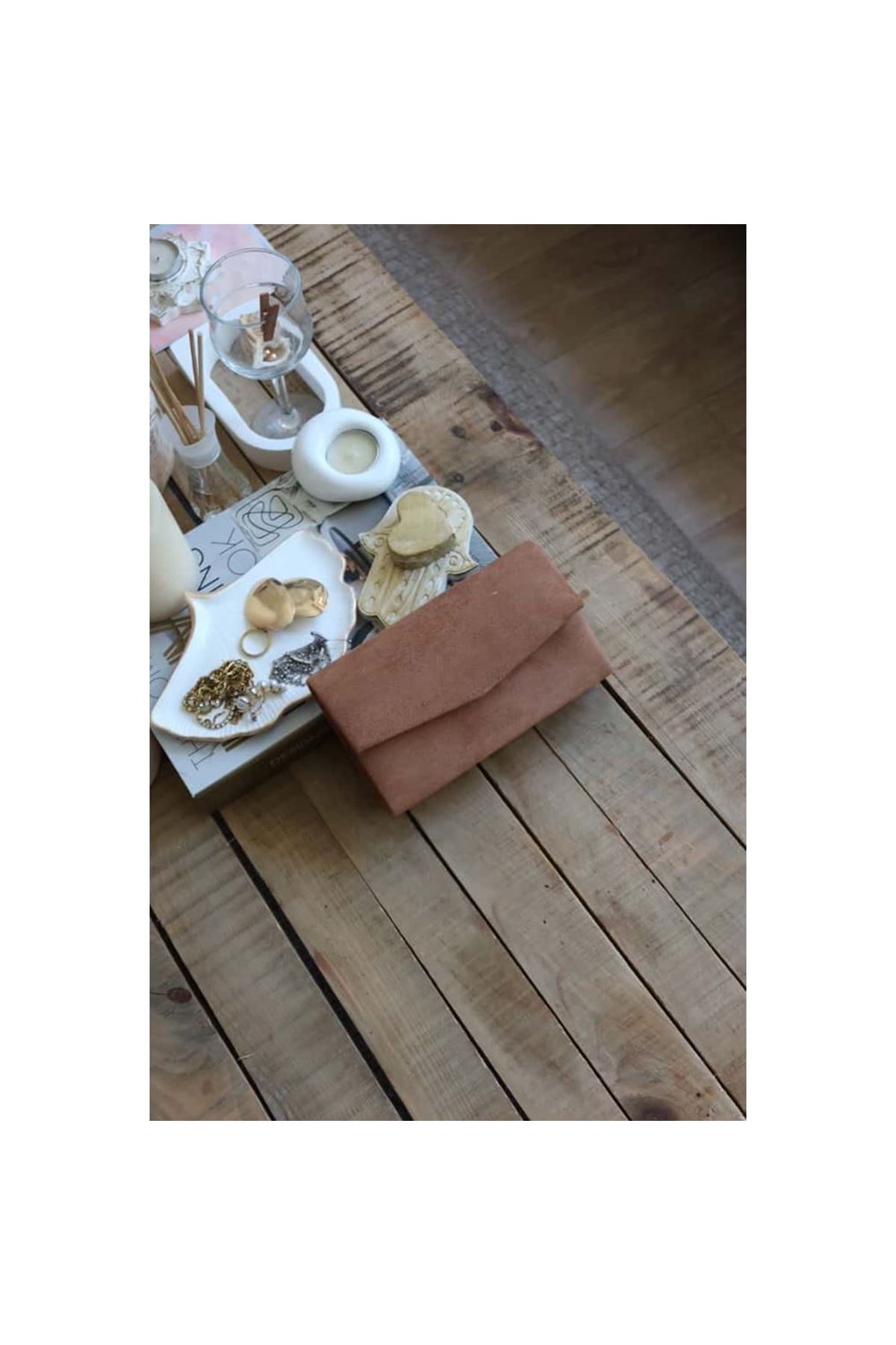 süet camel  mini kutu omuz çantası
