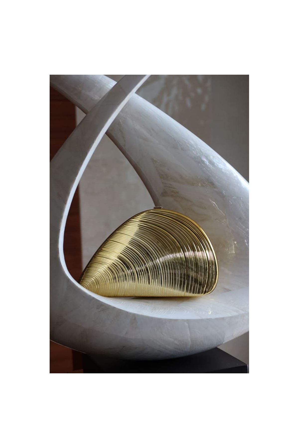 Gold Midye Mika Zincirli El Omuz Çantası