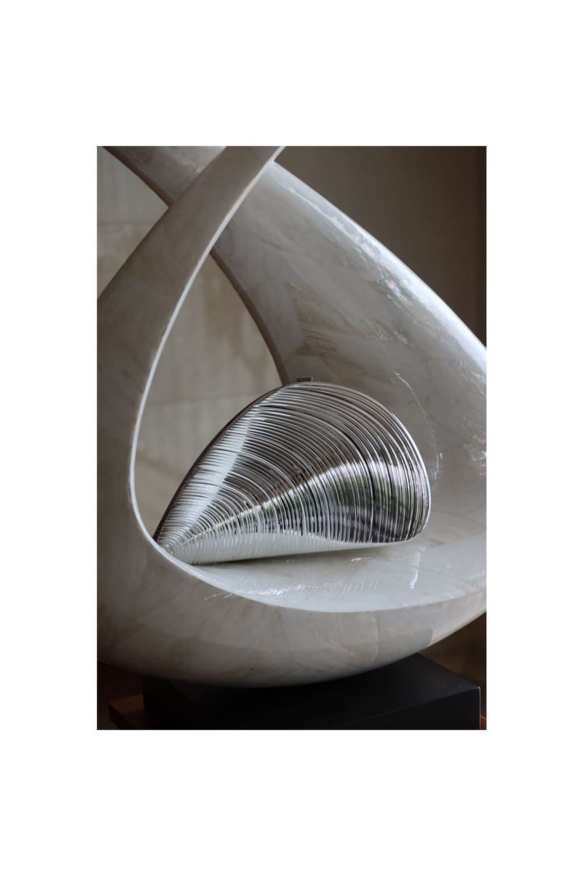 Silver Midye Mika Zincirli El Omuz Çantası