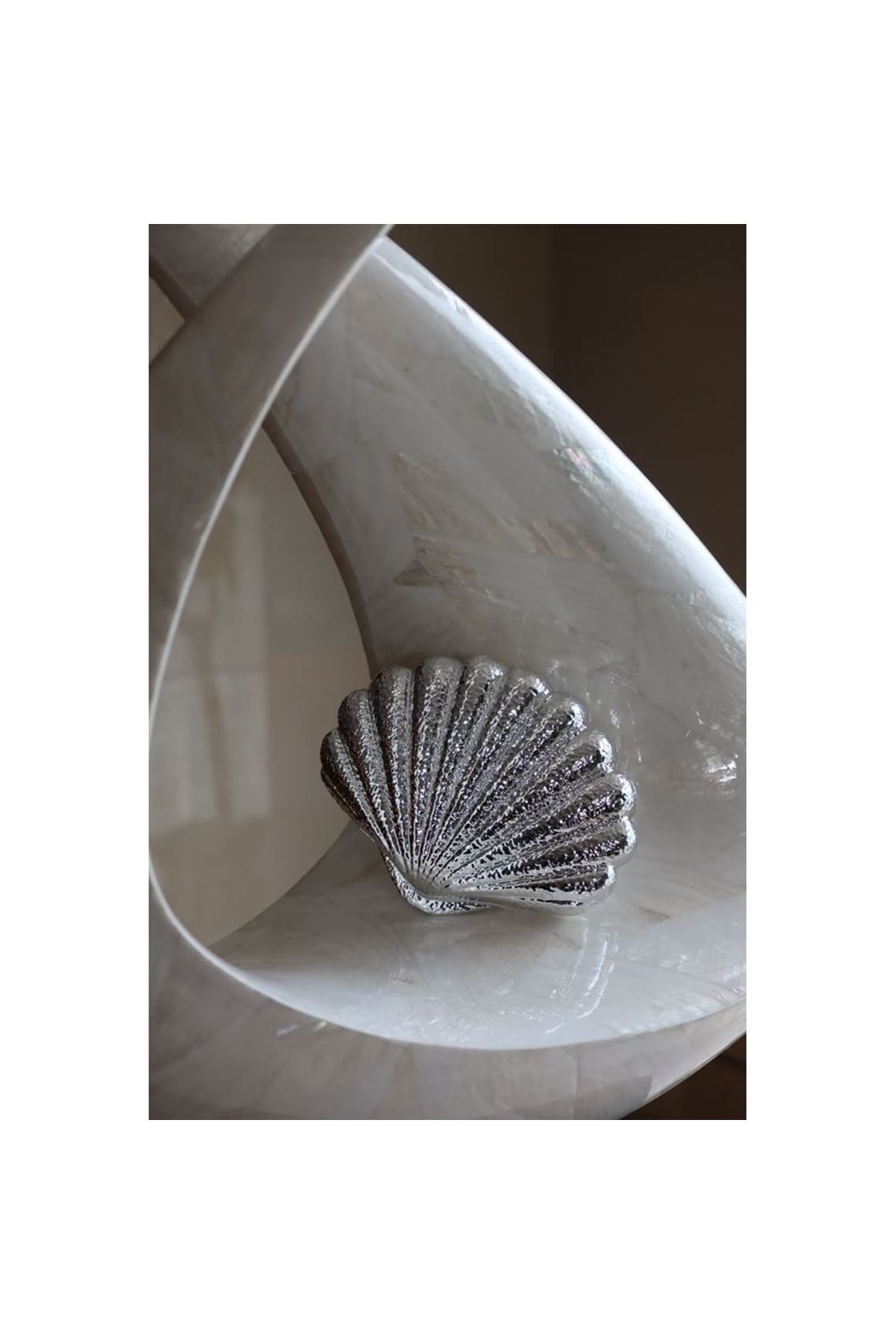 Silver İstiridye Mika Zincirli El Omuz Çantası