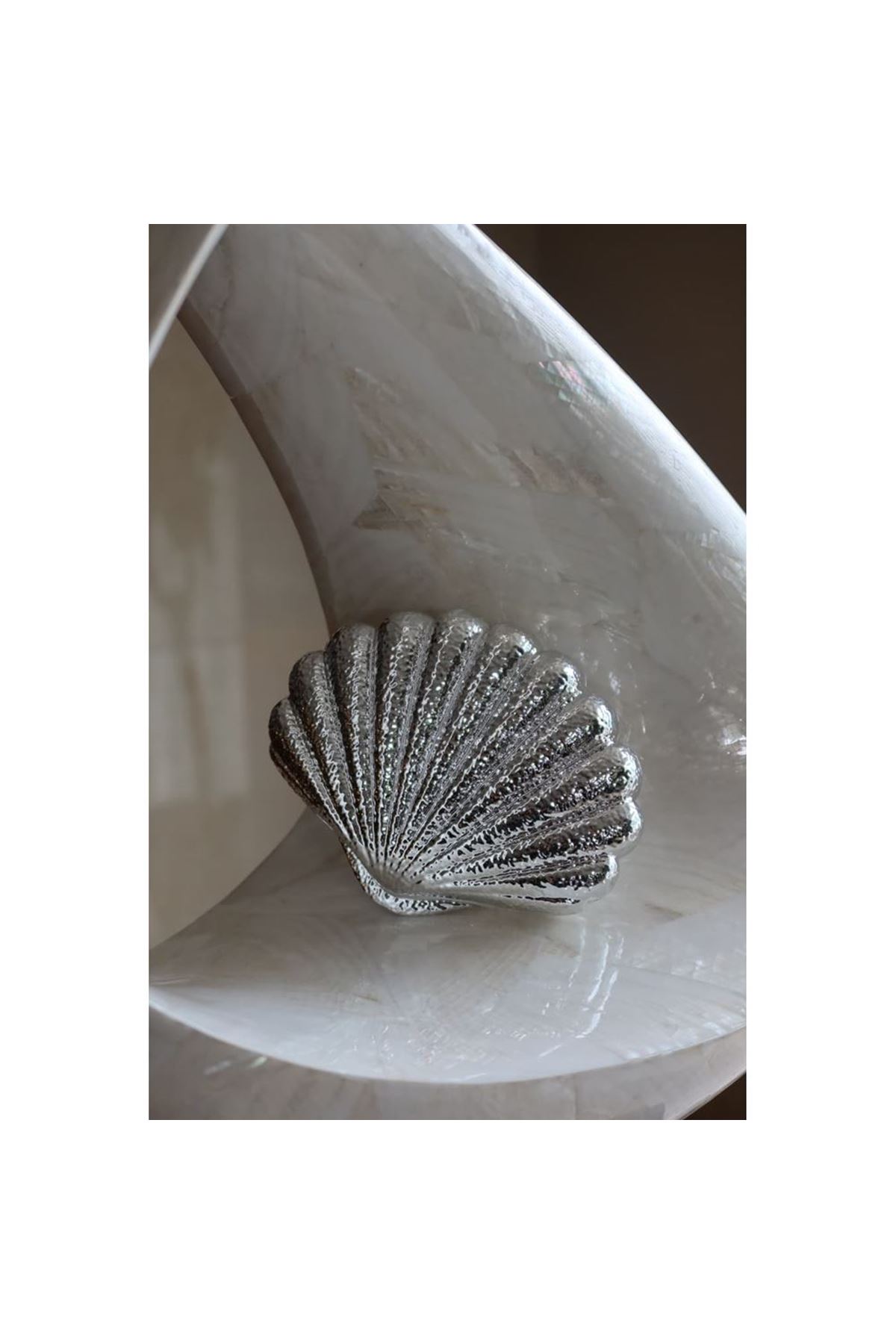 Silver İstiridye Mika Zincirli El Omuz Çantası