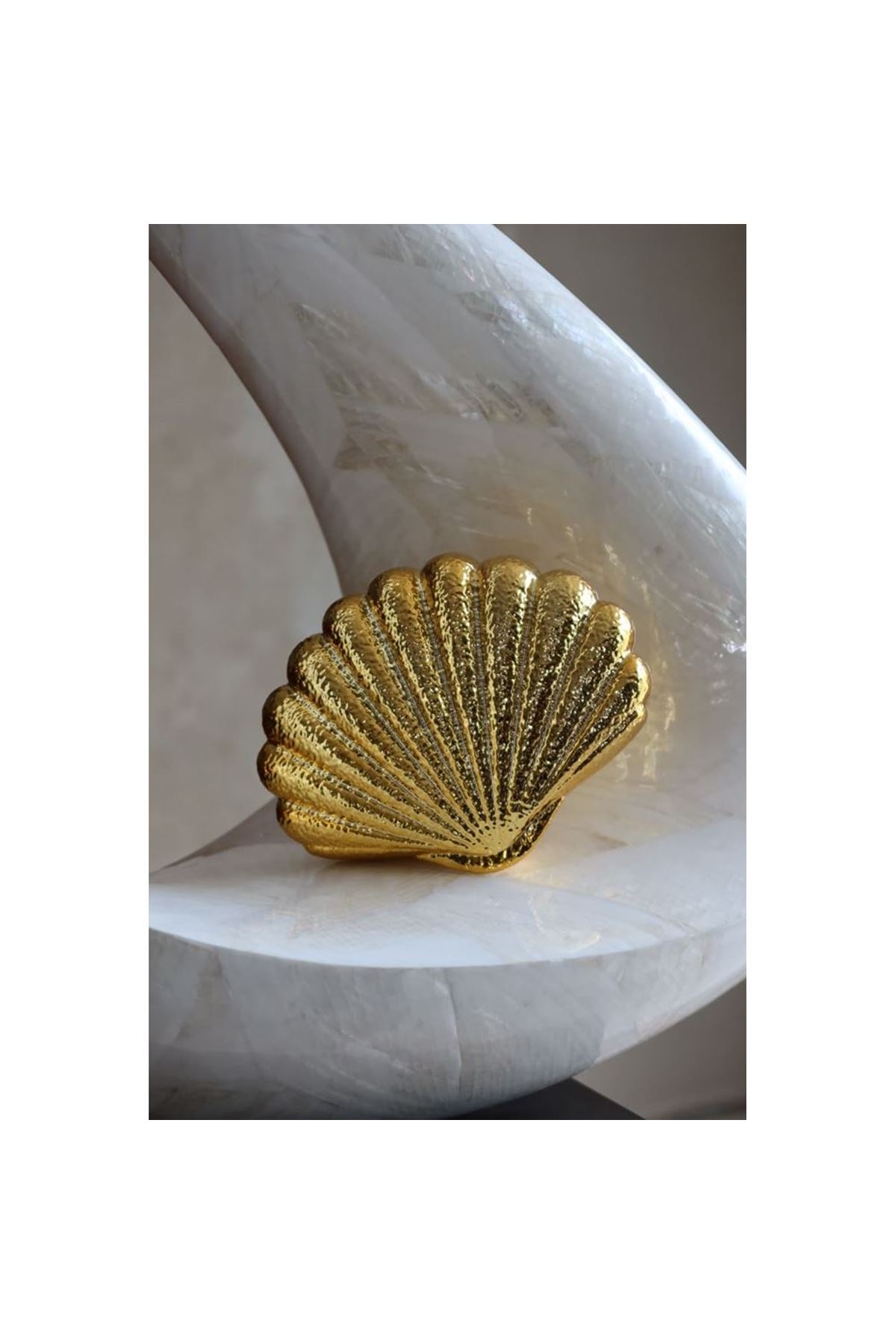 Gold İstiridye Mika Zincirli El Omuz Çantası