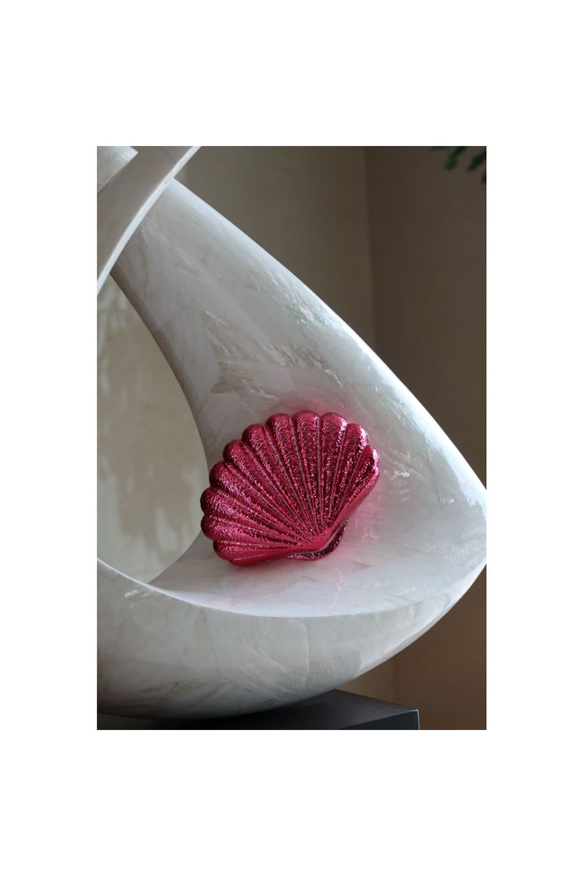 Fuşya İstiridye Mika Zincirli El Omuz Çantası