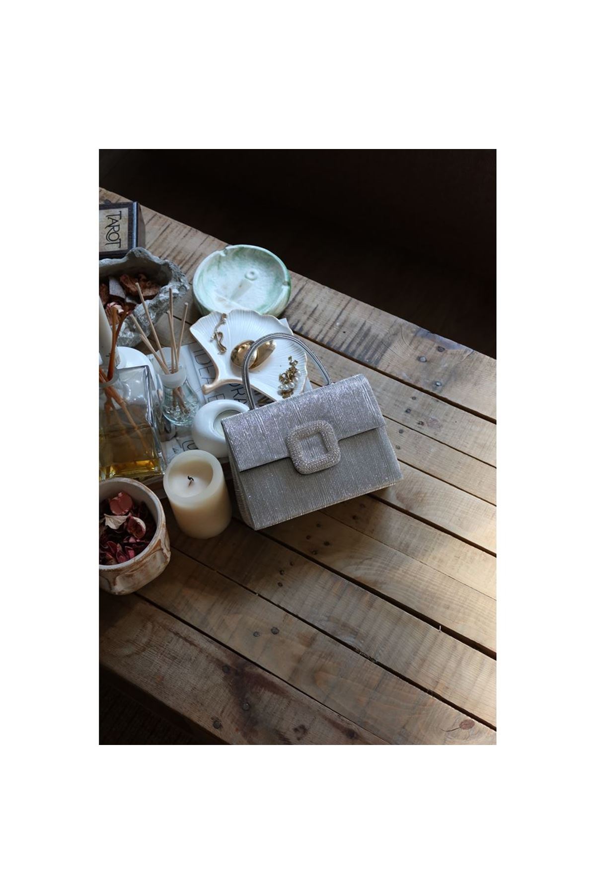 Silver Toka Detaylı Tutma Saplı Zincirli El Omuz Çantası