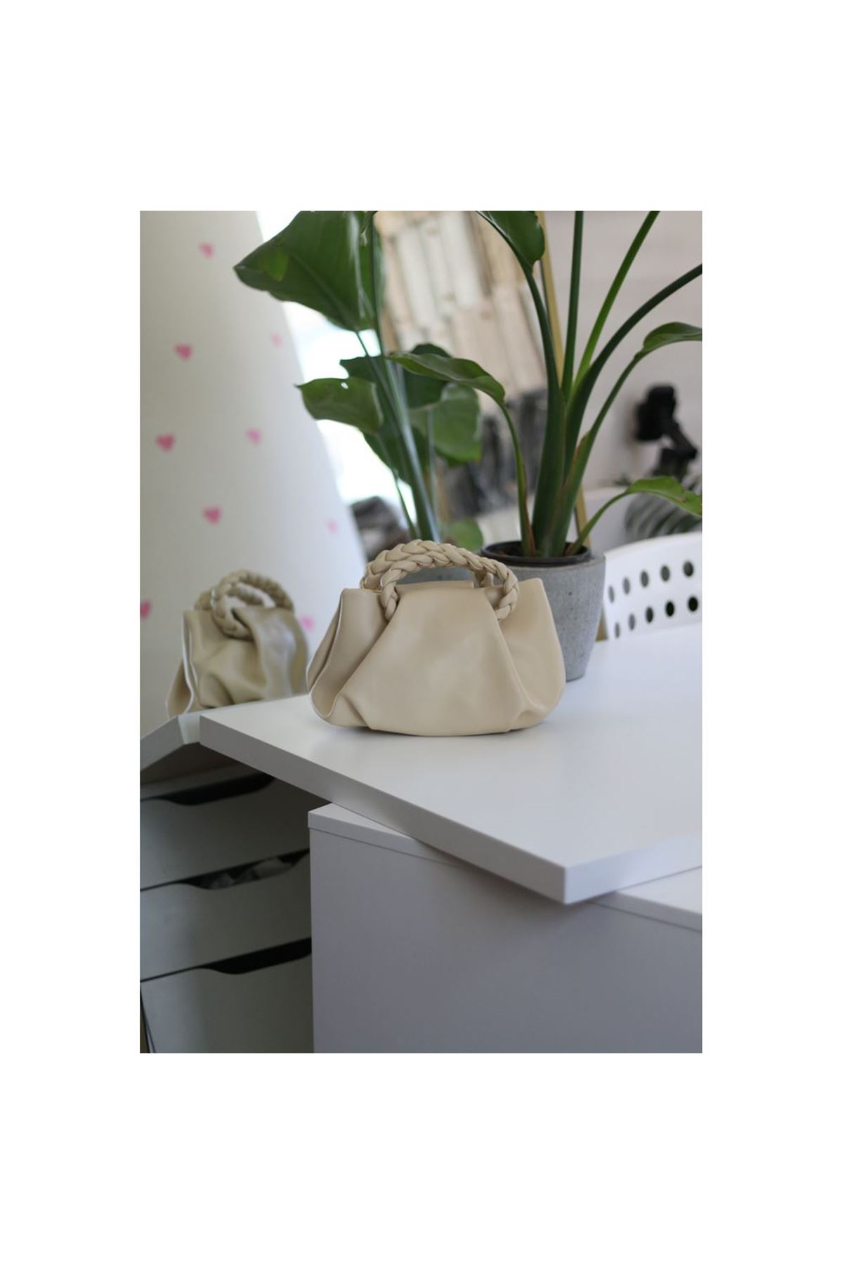 Butter Yellow Örme Saplı Yumuşak Deri Omuz Çantası