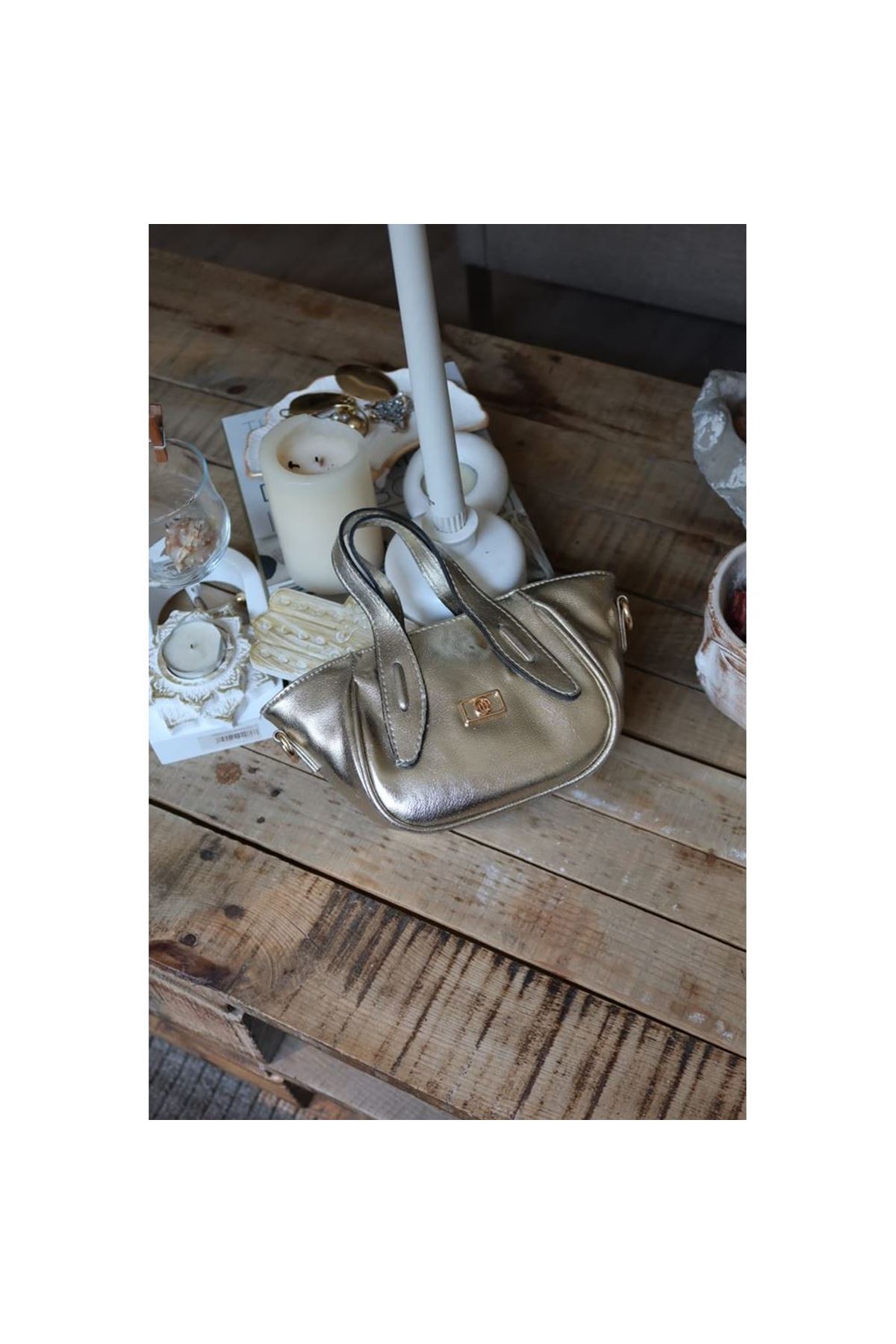 Gold Tutma Saplı Pouch El Çantası