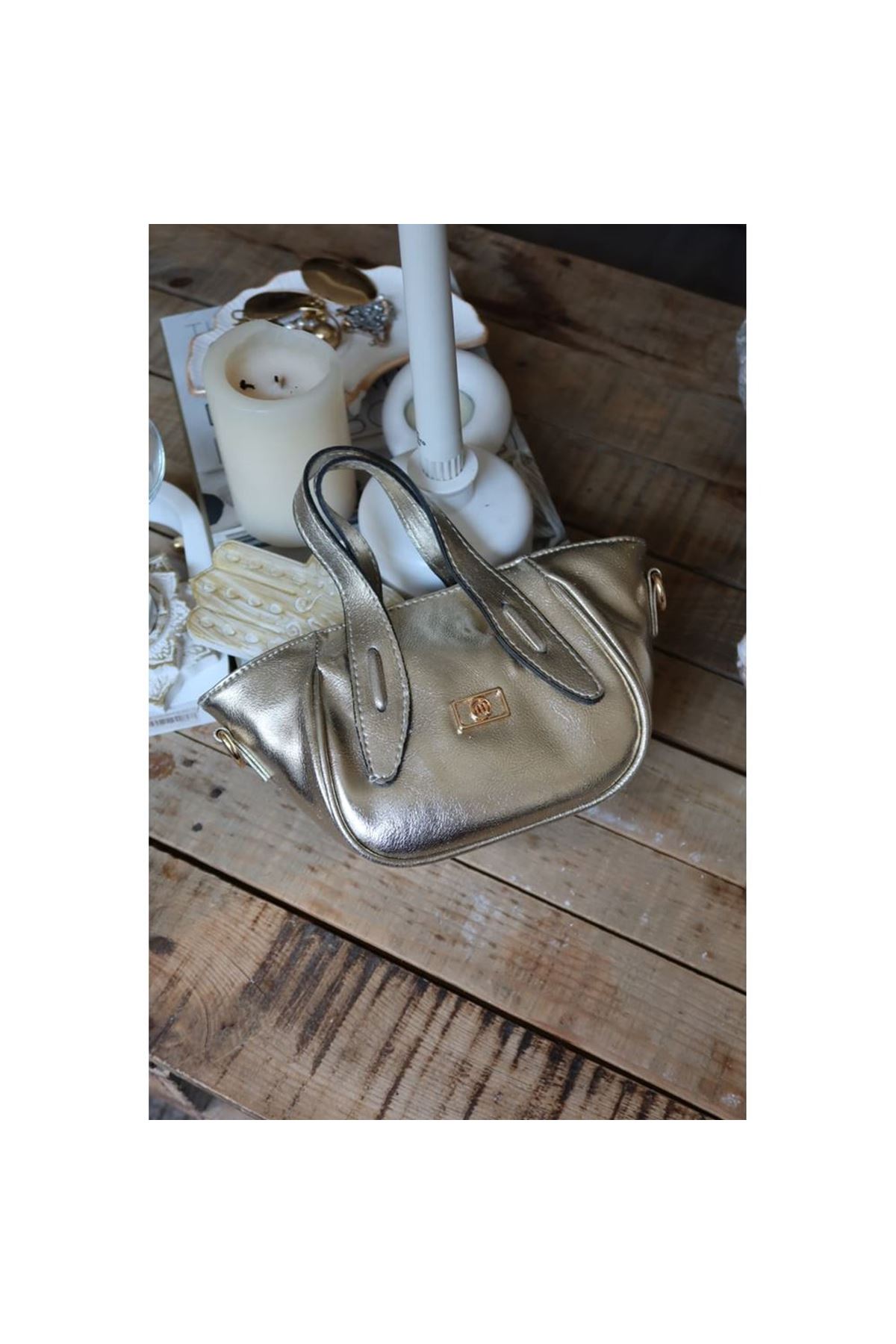 Gold Tutma Saplı Pouch El Çantası