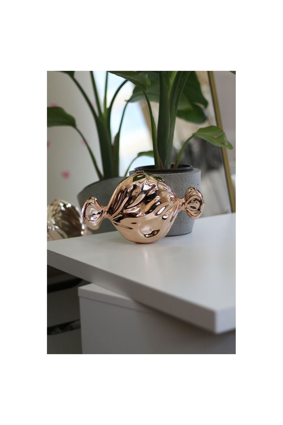 Rose Gold Mika Şeker Görünümlü Zincirli Omuz Çantası