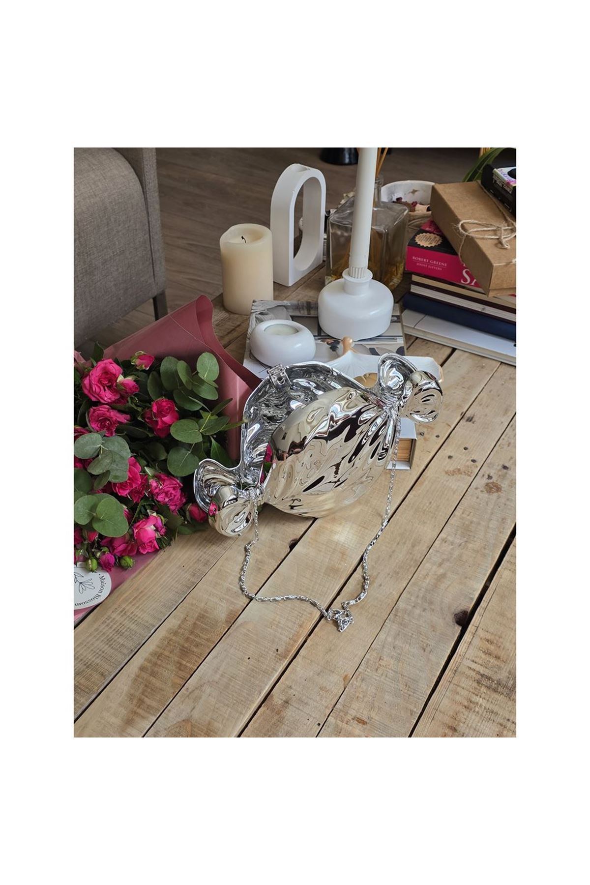 Kadın Silver Candy Form Mika Abiye Çanta