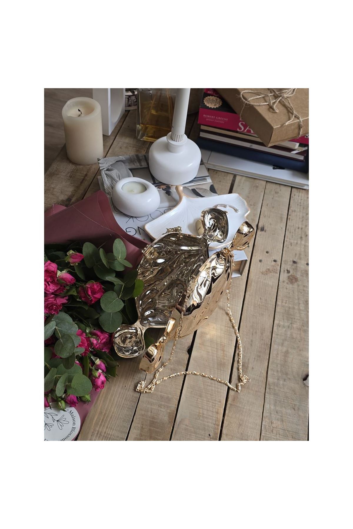 Kadın Gold Candy Form Mika Abiye Çanta