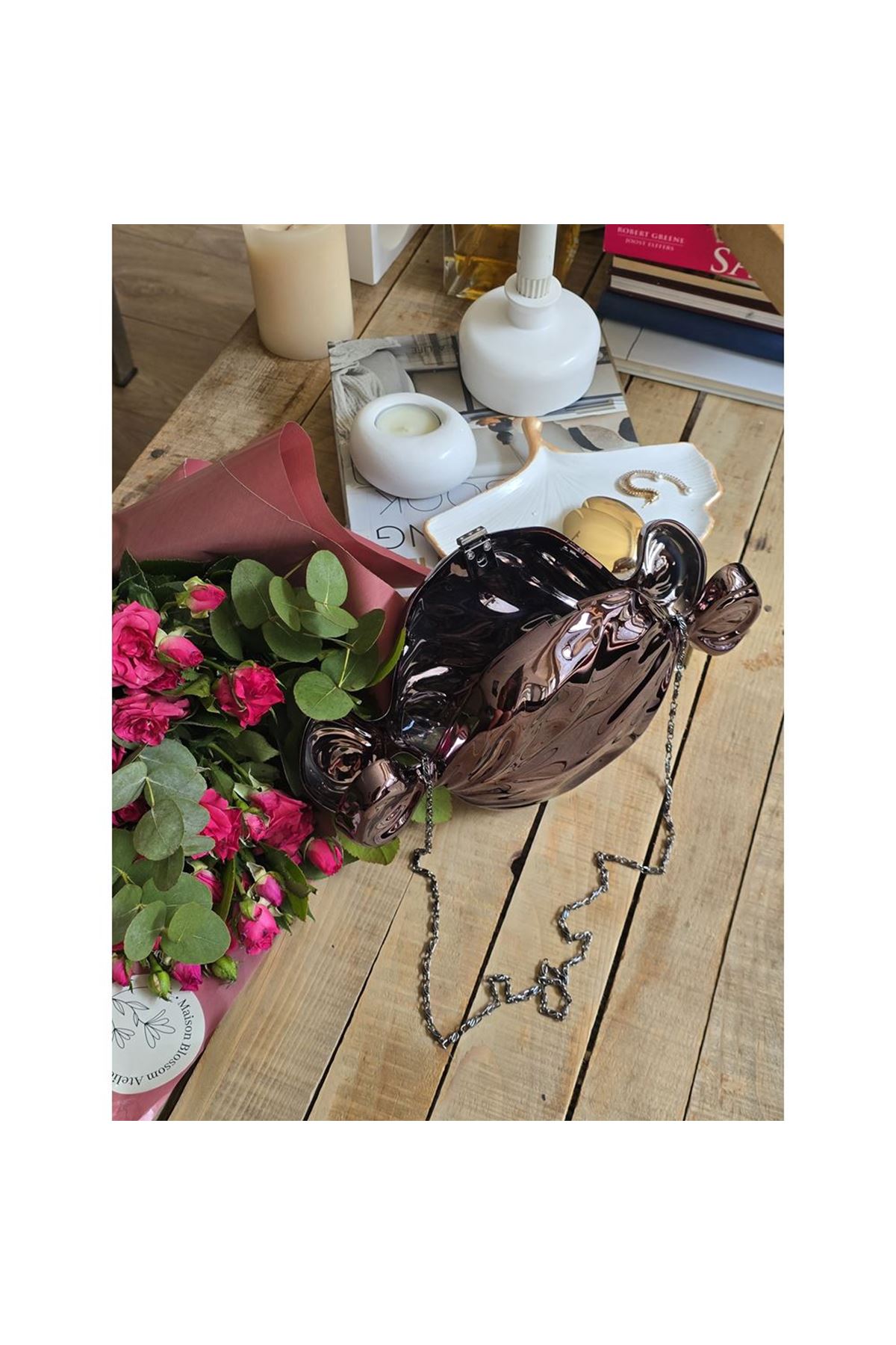 Kadın Platin Candy Form Mika Abiye Çanta