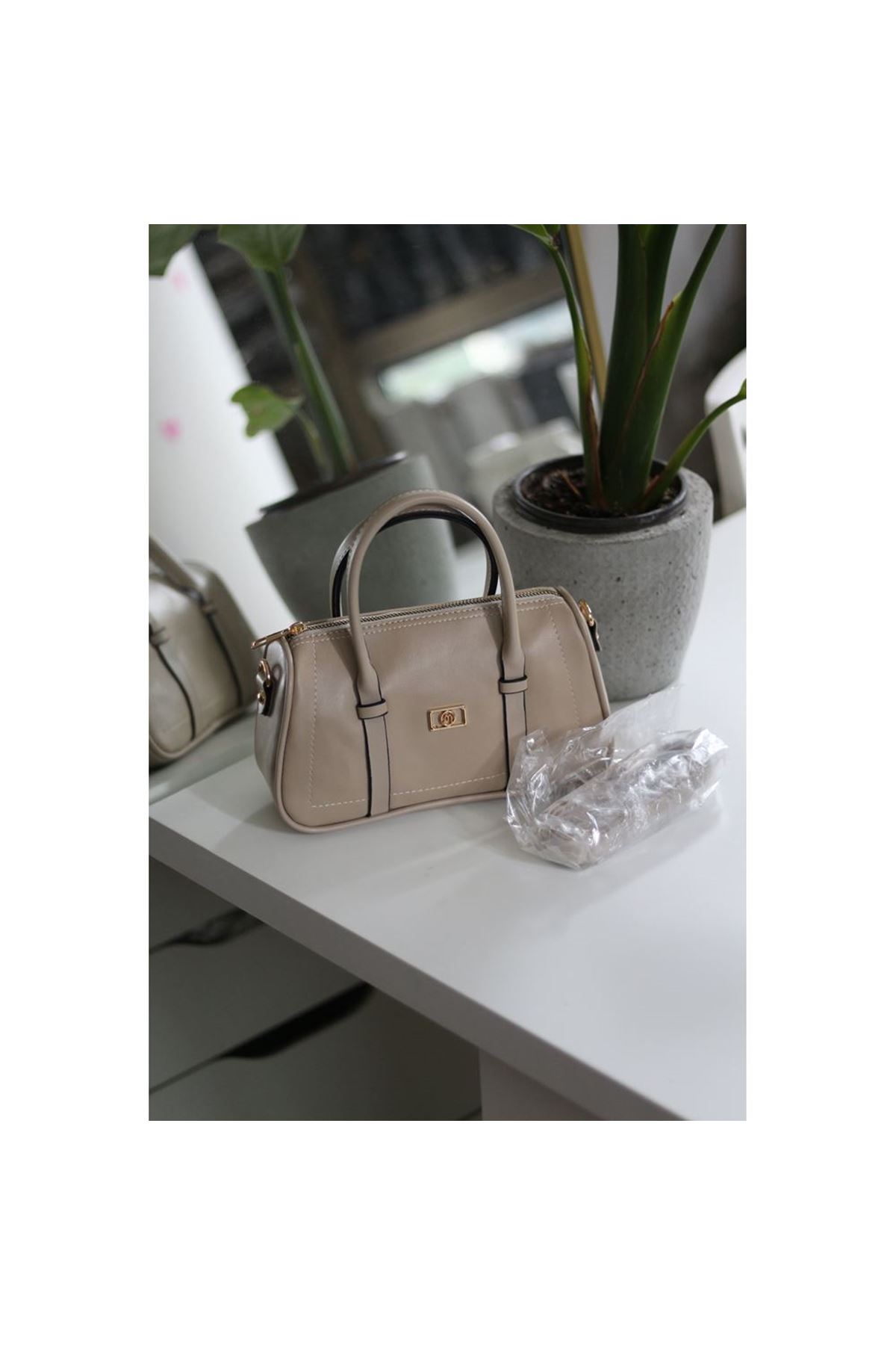 Kadın Vizon Çift Şeritli Minimal Günlük El &amp;amp; Omuz Çantası