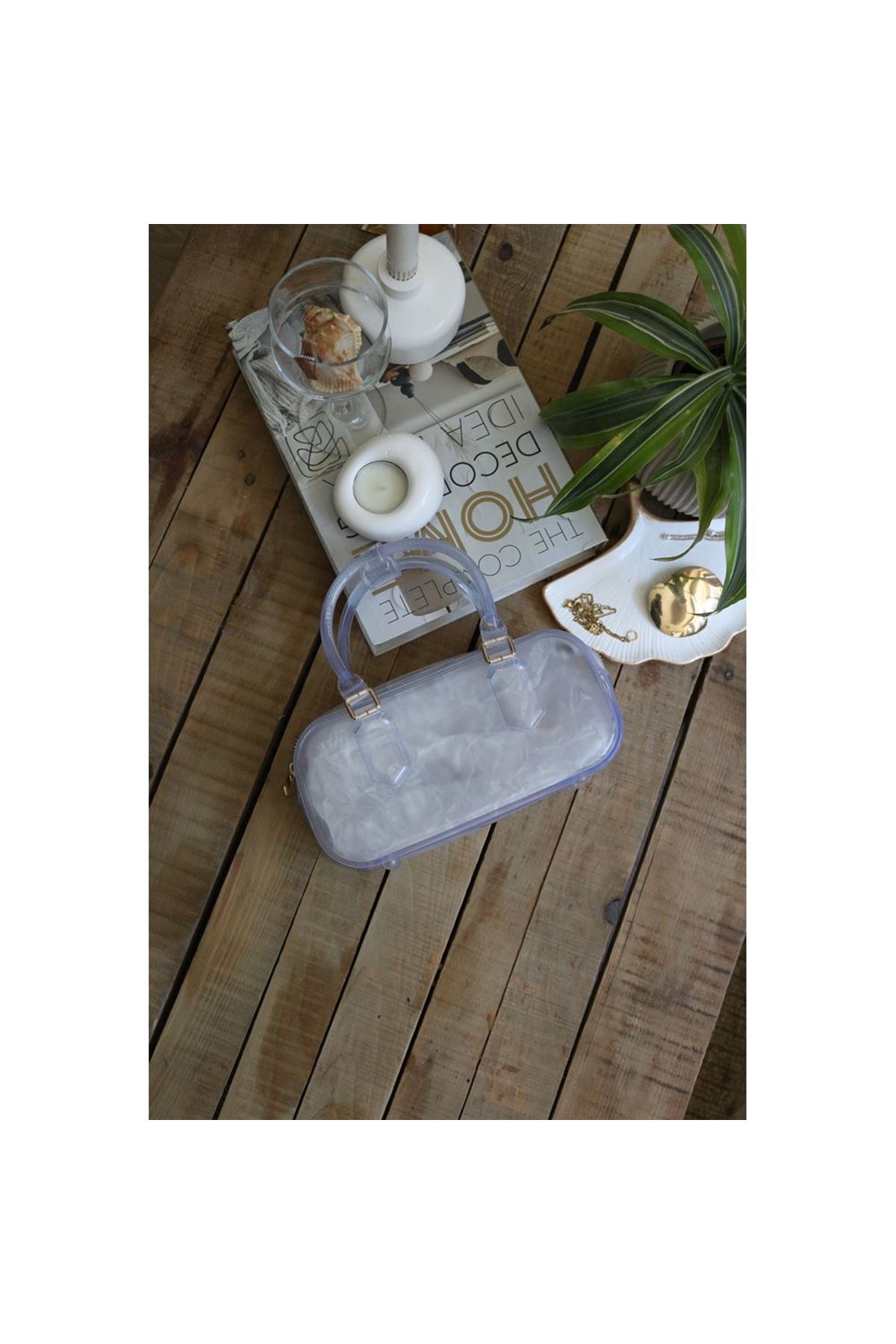 Kadın Şeffaf Silikon Çift Kulplu Askılı El &amp;amp; Omuz Çantası