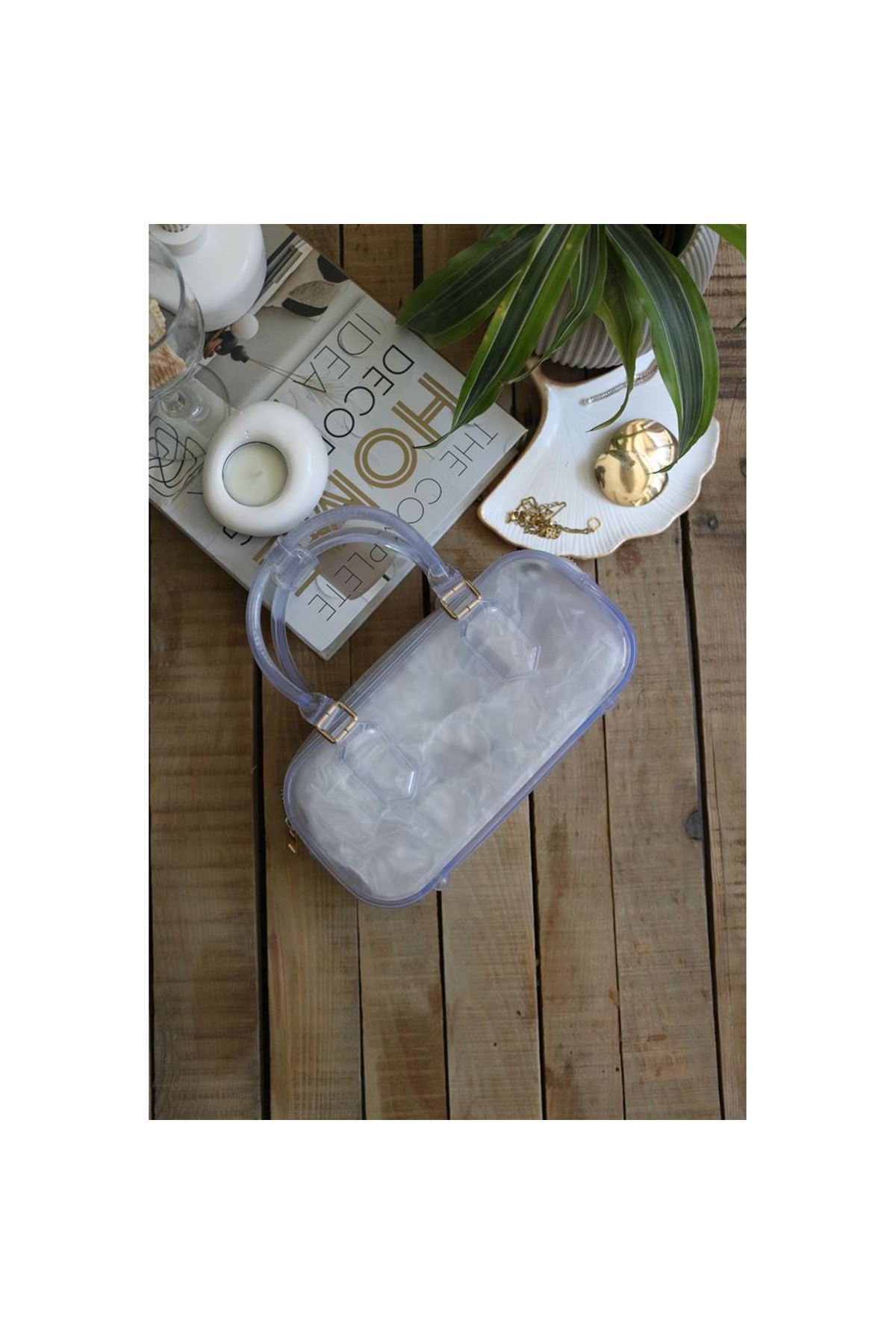 Kadın Şeffaf Silikon Çift Kulplu Askılı El &amp;amp; Omuz Çantası