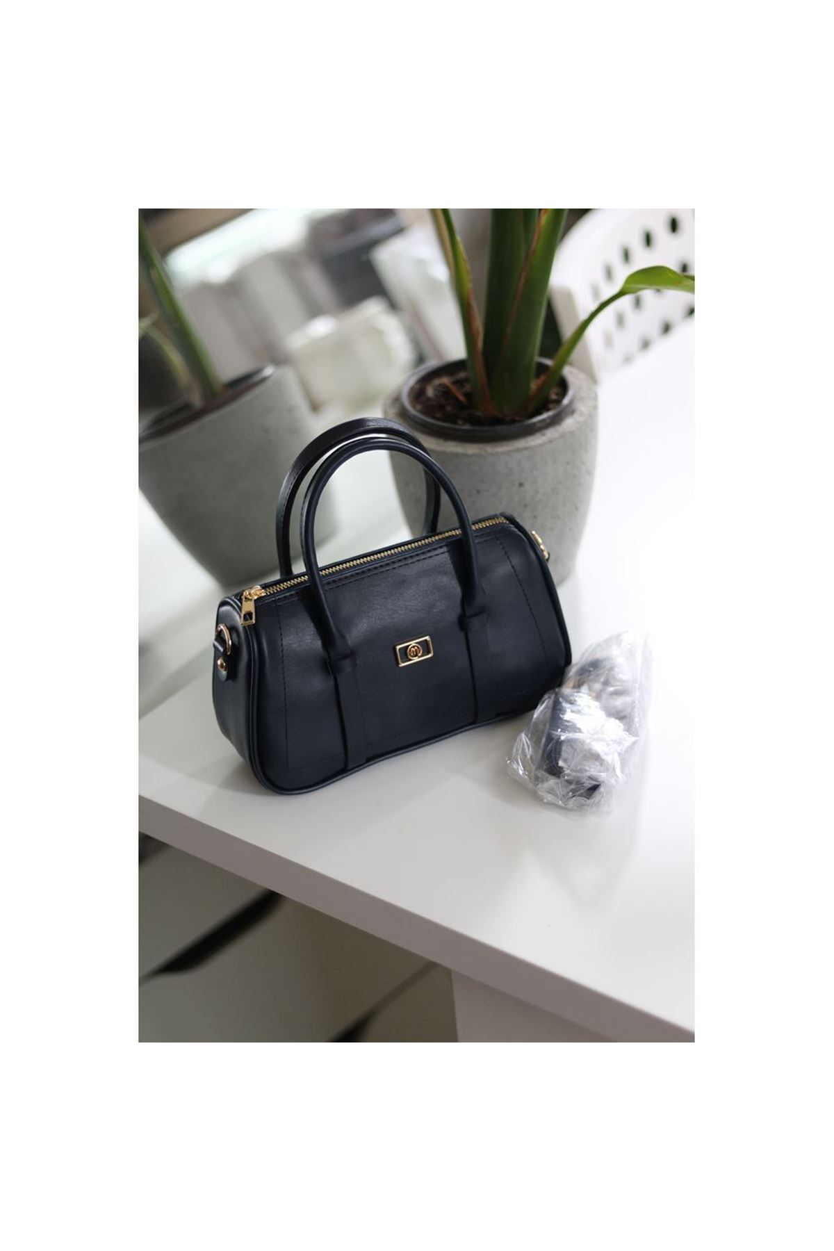 Kadın Lacivert Çift Şeritli Minimal Günlük El &amp;amp; Omuz Çantası