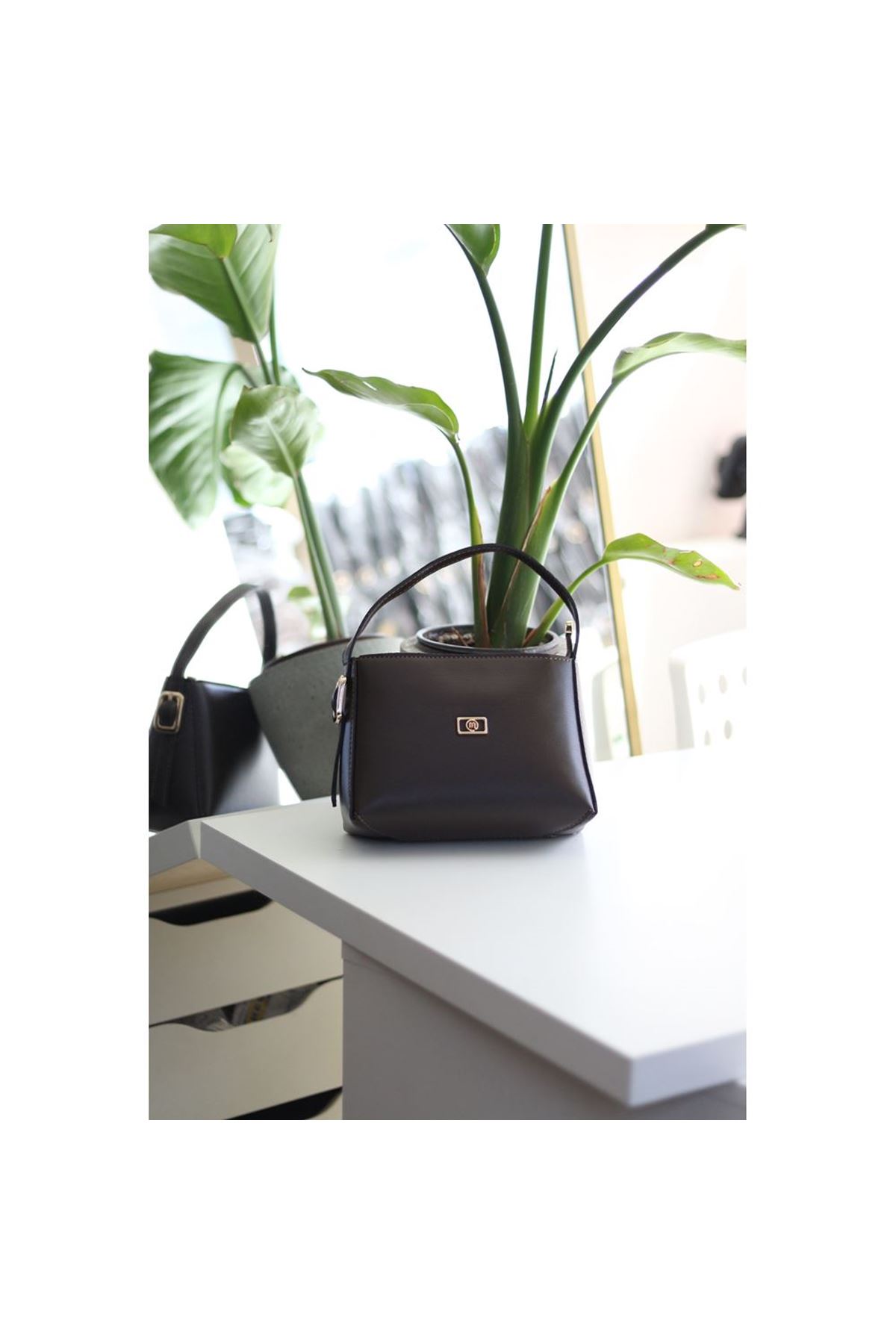 Acı Kahve Dokulu Tutma Saplı El Omuz Çantası