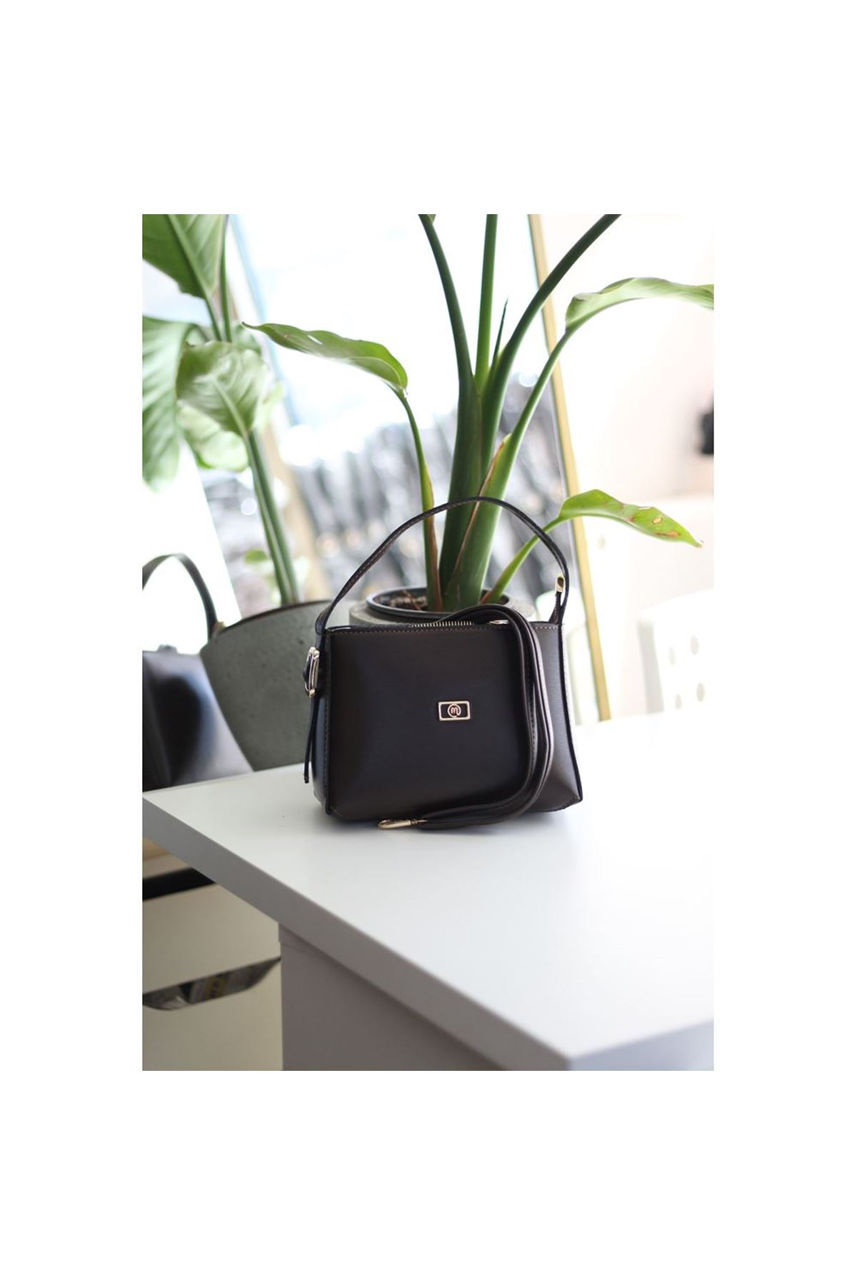 Acı Kahve Dokulu Tutma Saplı El Omuz Çantası