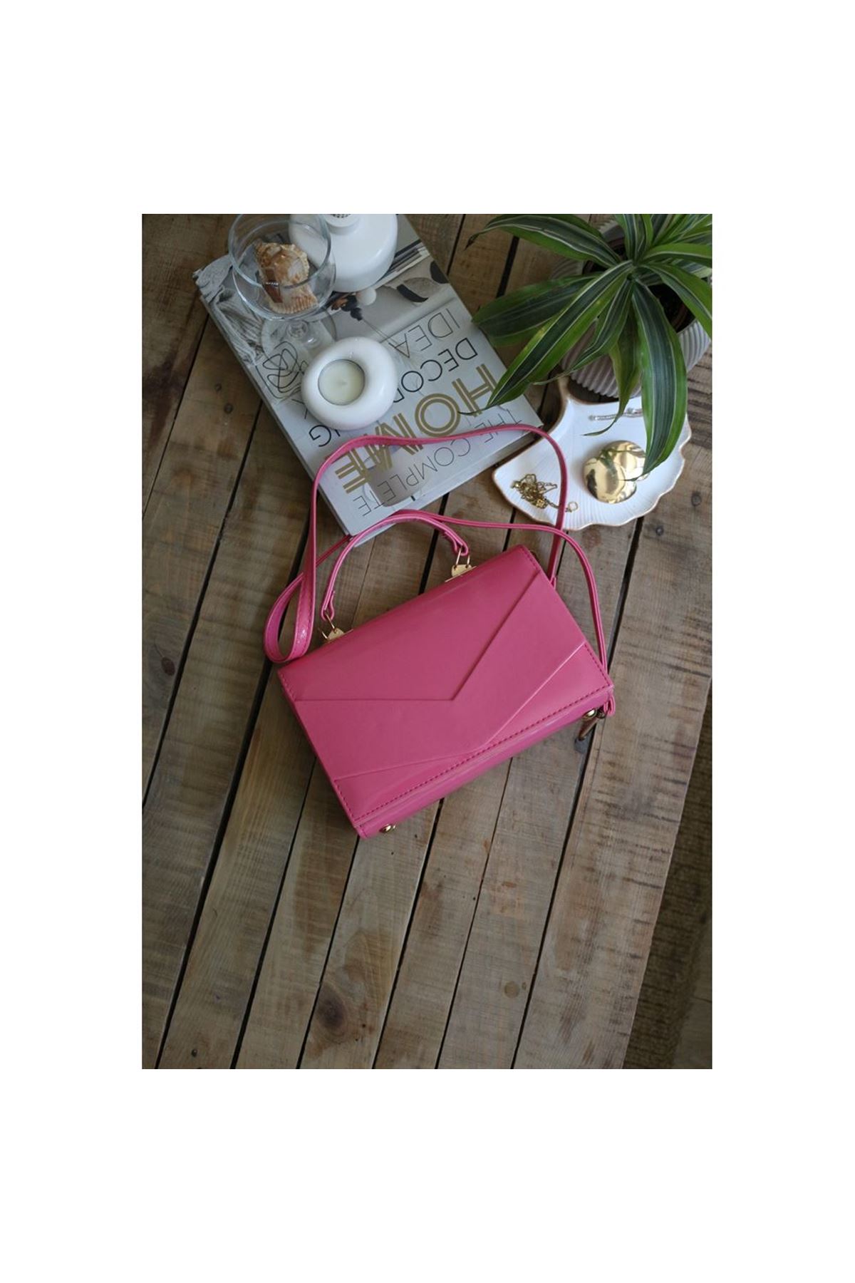Kadın Fuşya Zarf Tutma Saplı Omuz Çantası