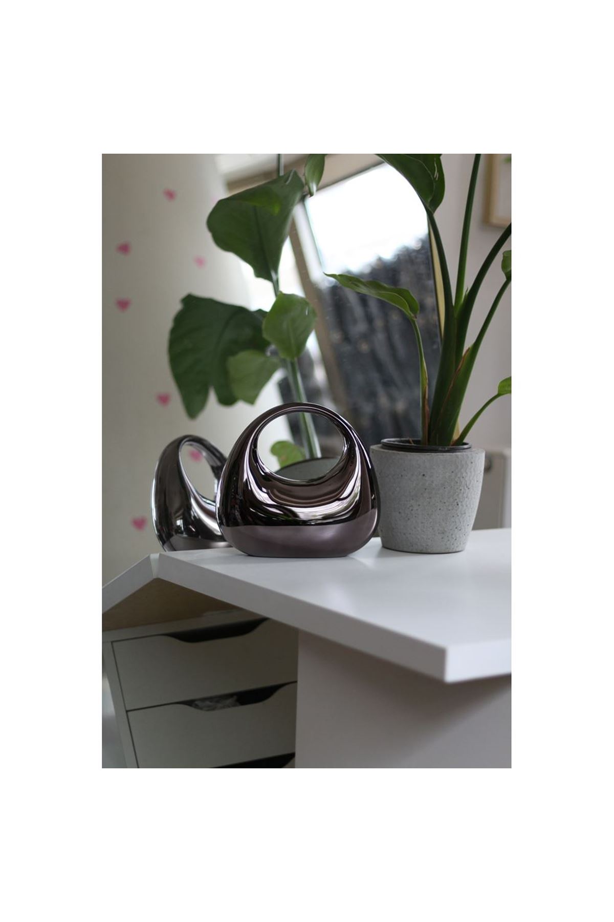 Kadın Platin Metalik Oval Tutmalı Mika Kalıp Abiye El Çantası