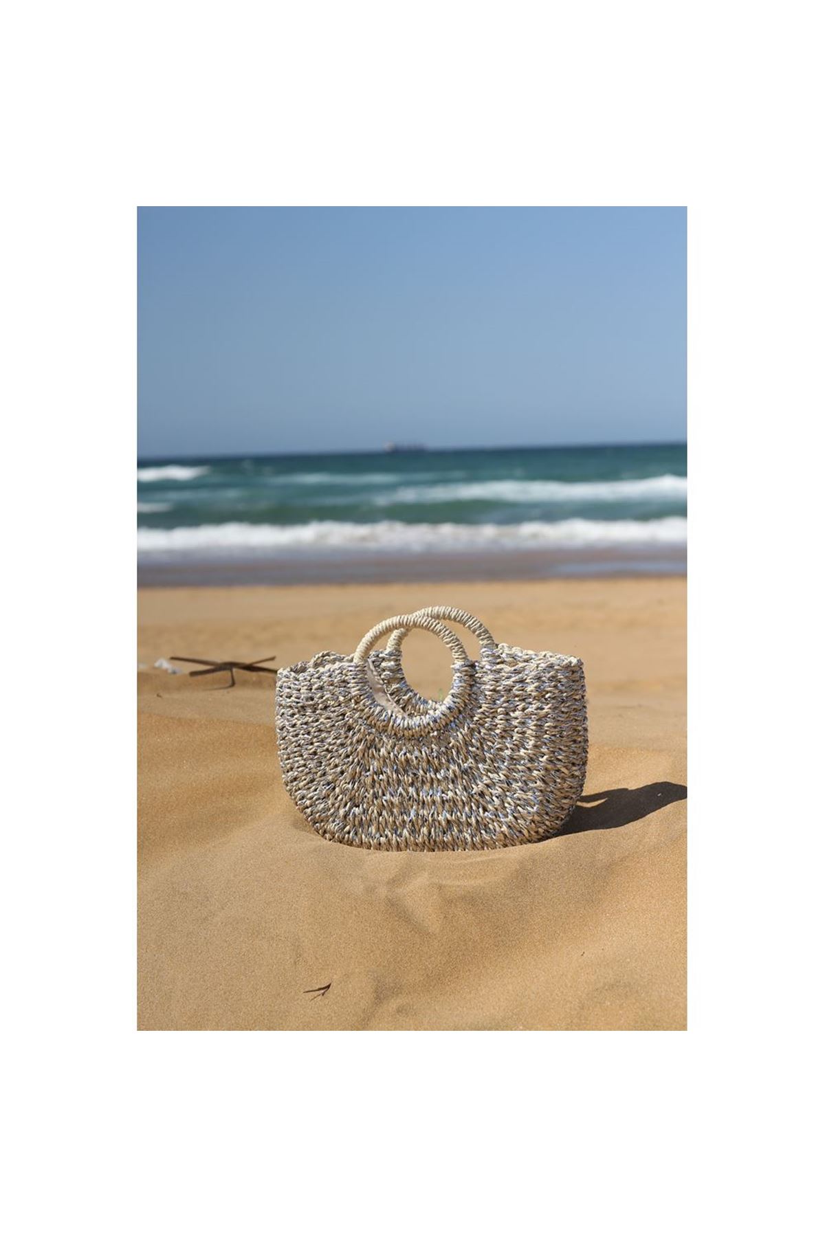 Kadın Sim Detaylı Askılı Hasır Çanta