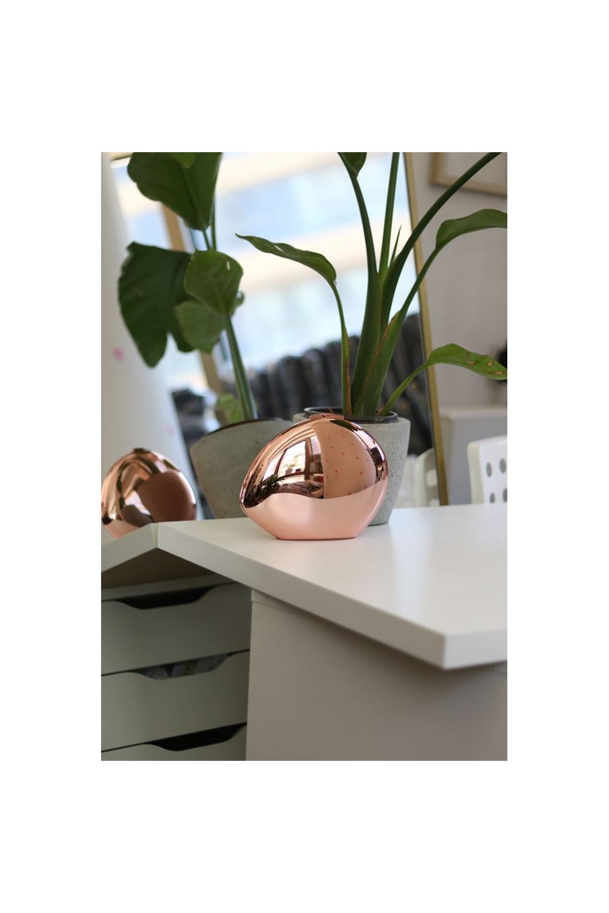 Rose Gold Asimetrik Yassı Taş Form Mika Abiye Çanta