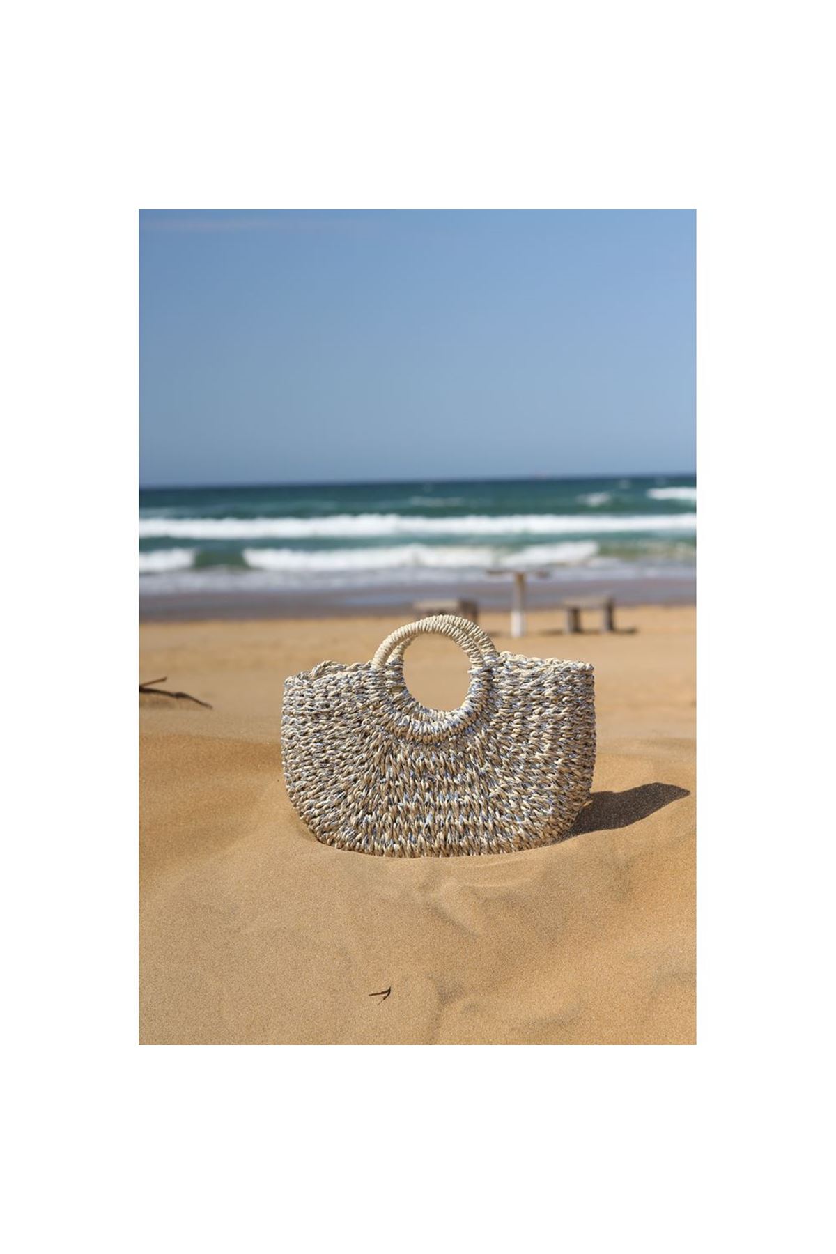 Kadın Sim Detaylı Askılı Hasır Çanta