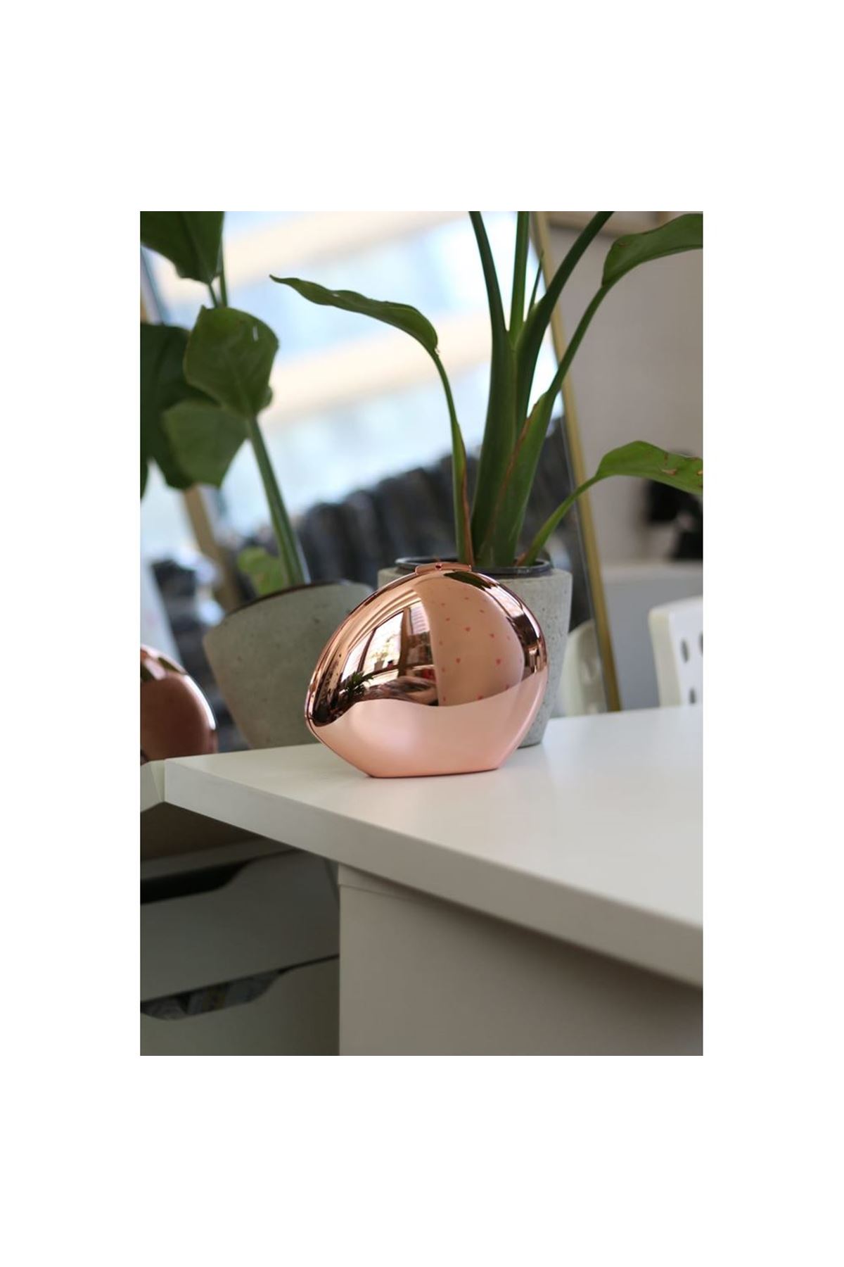 Rose Gold Asimetrik Yassı Taş Form Mika Abiye Çanta