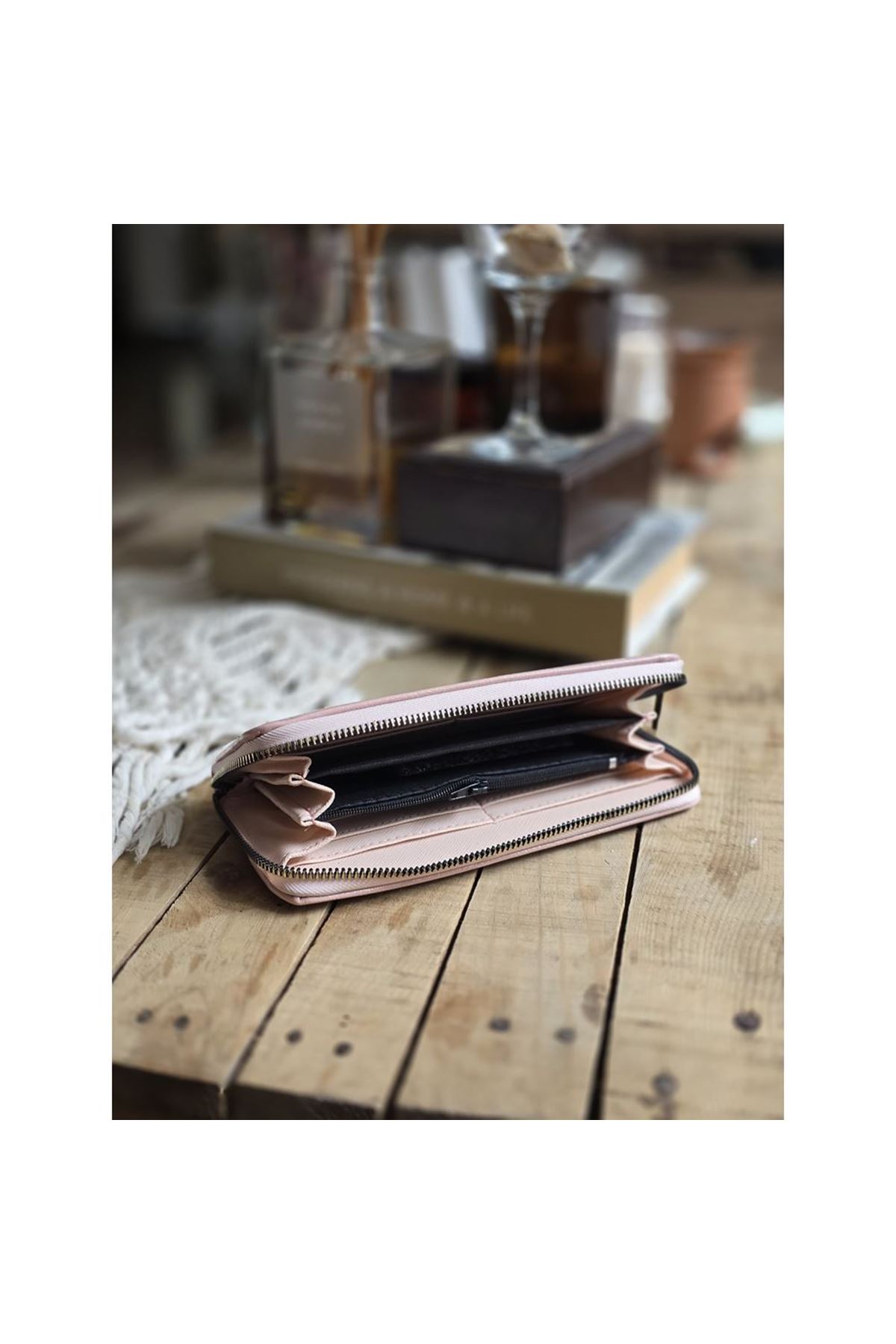 Pudra Dokulu Slim Kartlık Detaylı Cüzdan