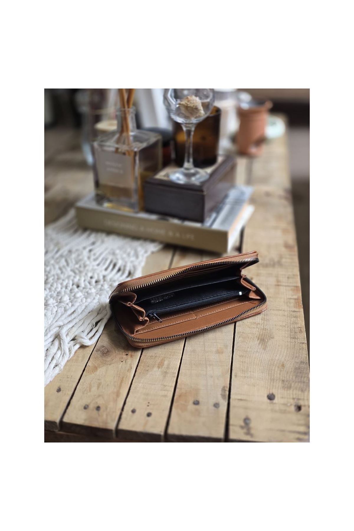 Taba Dokulu Slim Kartlık Detaylı Cüzdan