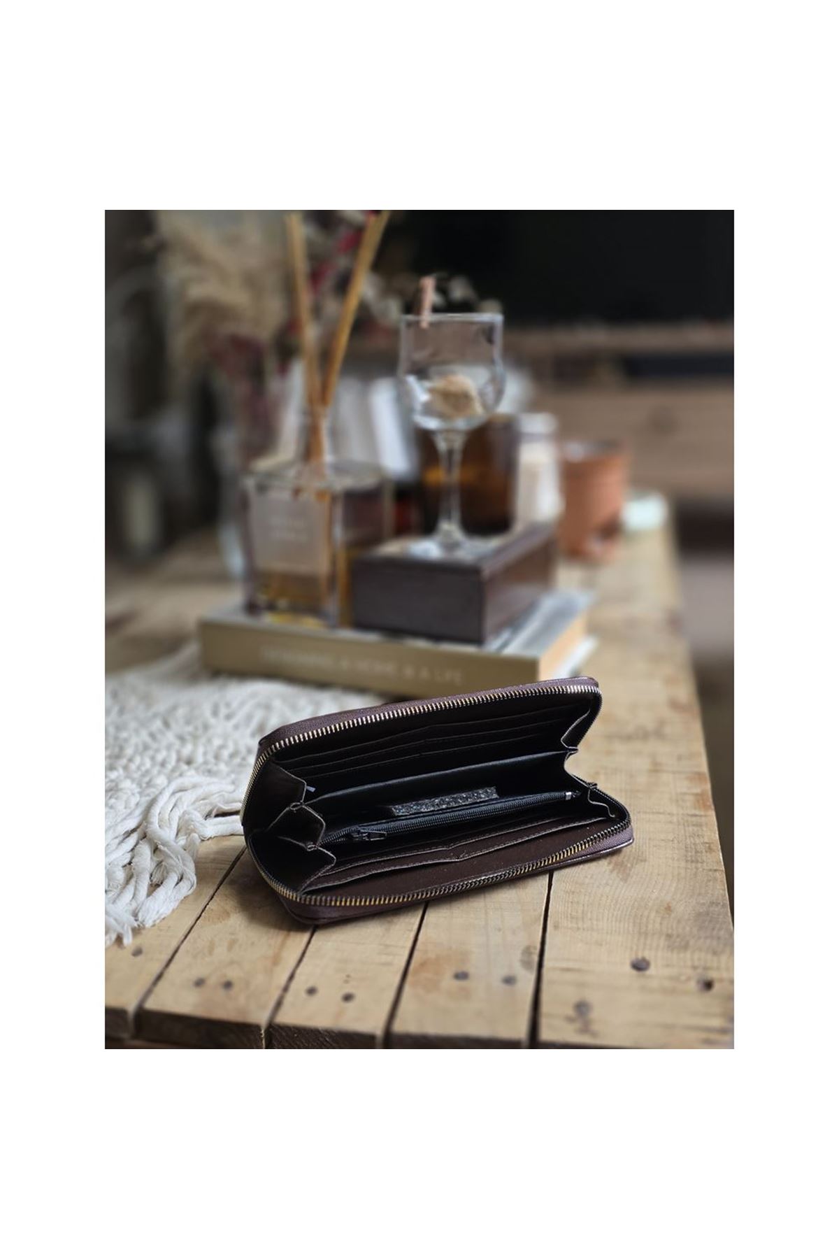Acı Kahve Dokulu Slim Kartlık Detaylı Cüzdan