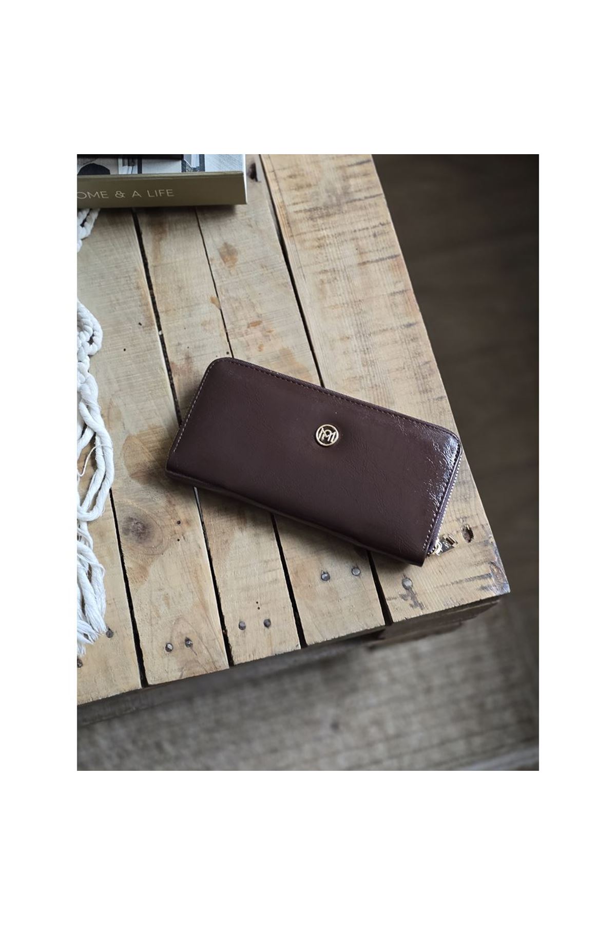 Acı Kahve Dokulu Slim Kartlık Detaylı Cüzdan