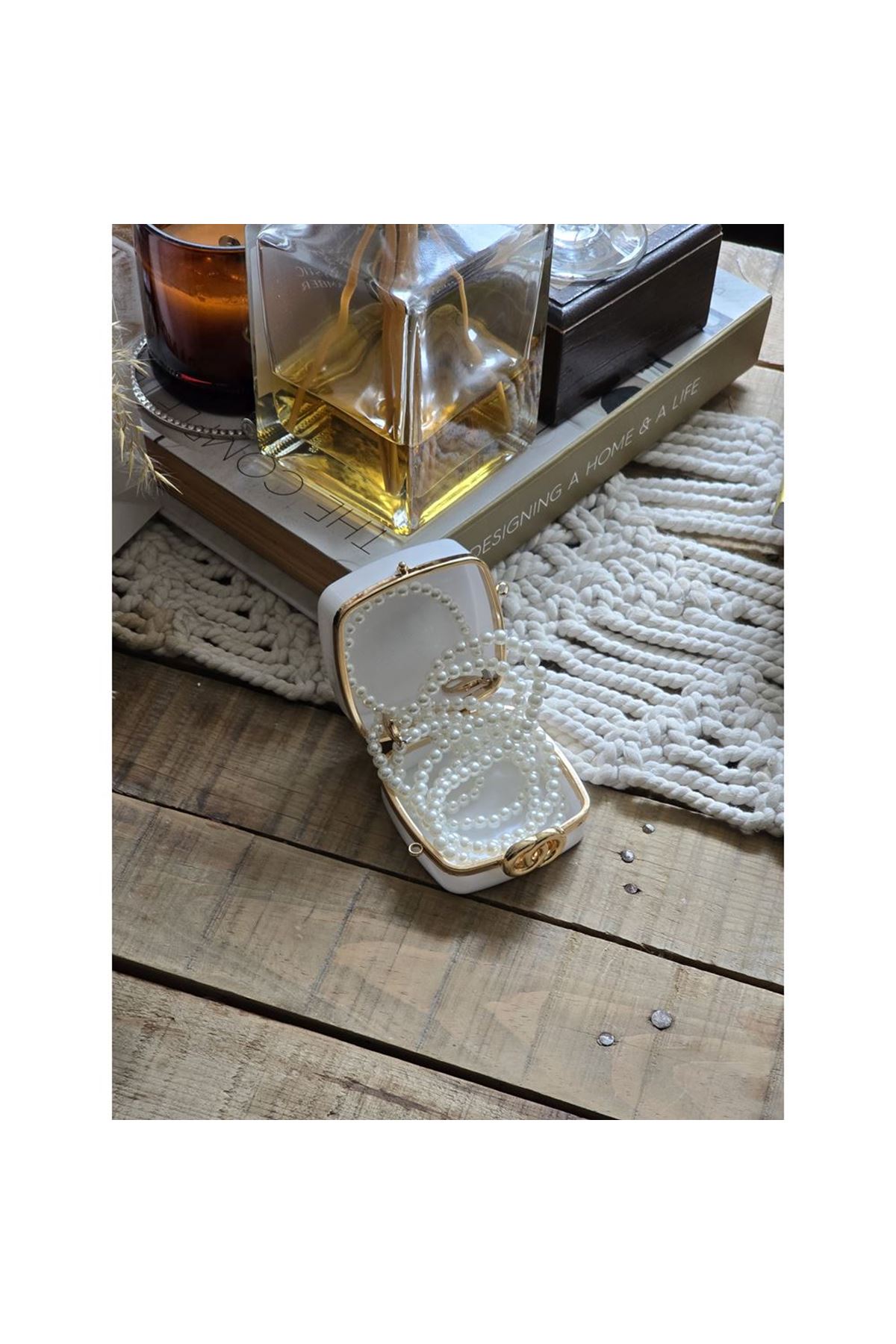 İnci Aksesuar Beyaz Mini Charm Çanta Aksesuarı