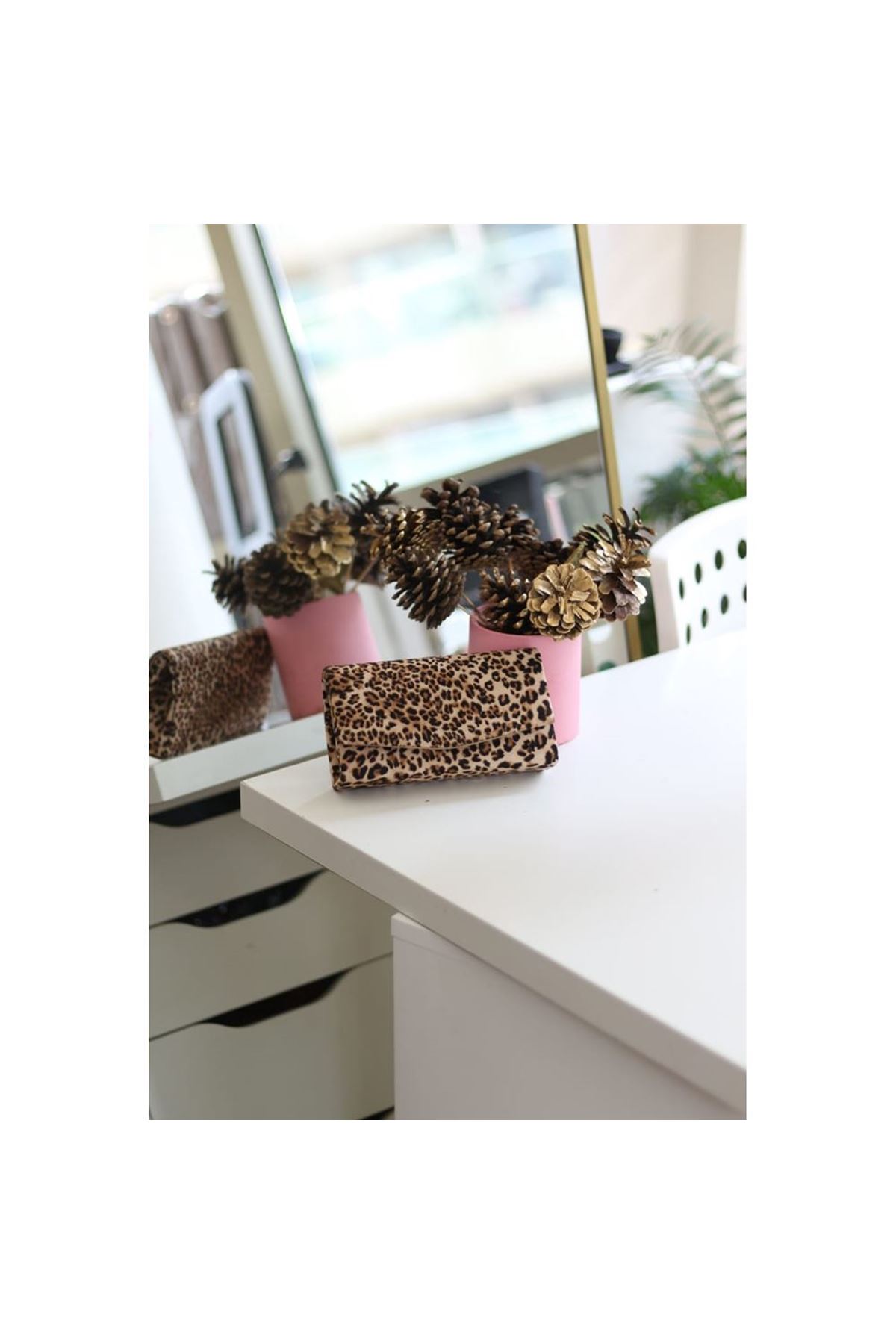 Kadın Leopar Desenli Mini Kutu Omuz Çantası