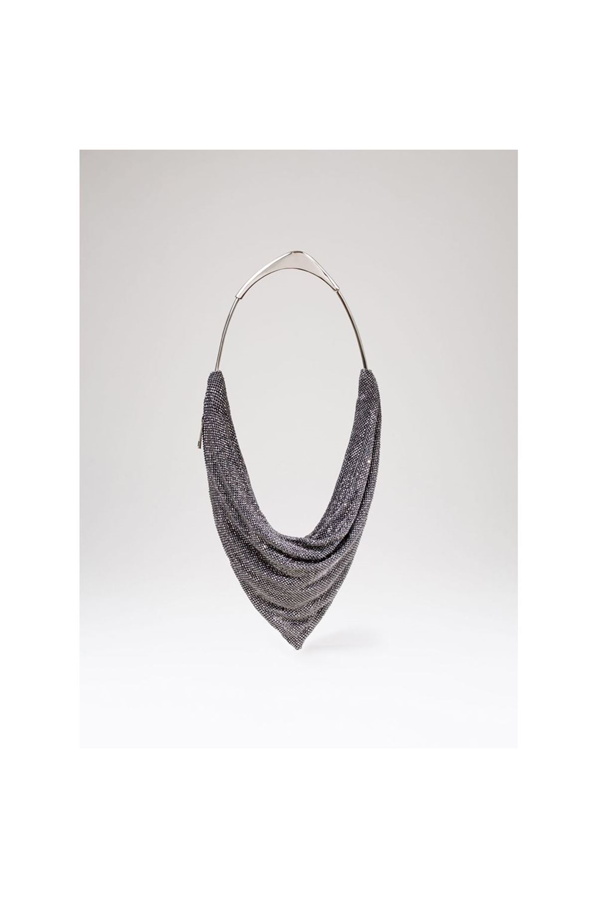 Kadın Platin Taş Dokuma Metal Tutma Sap Detaylı Abiye Çanta