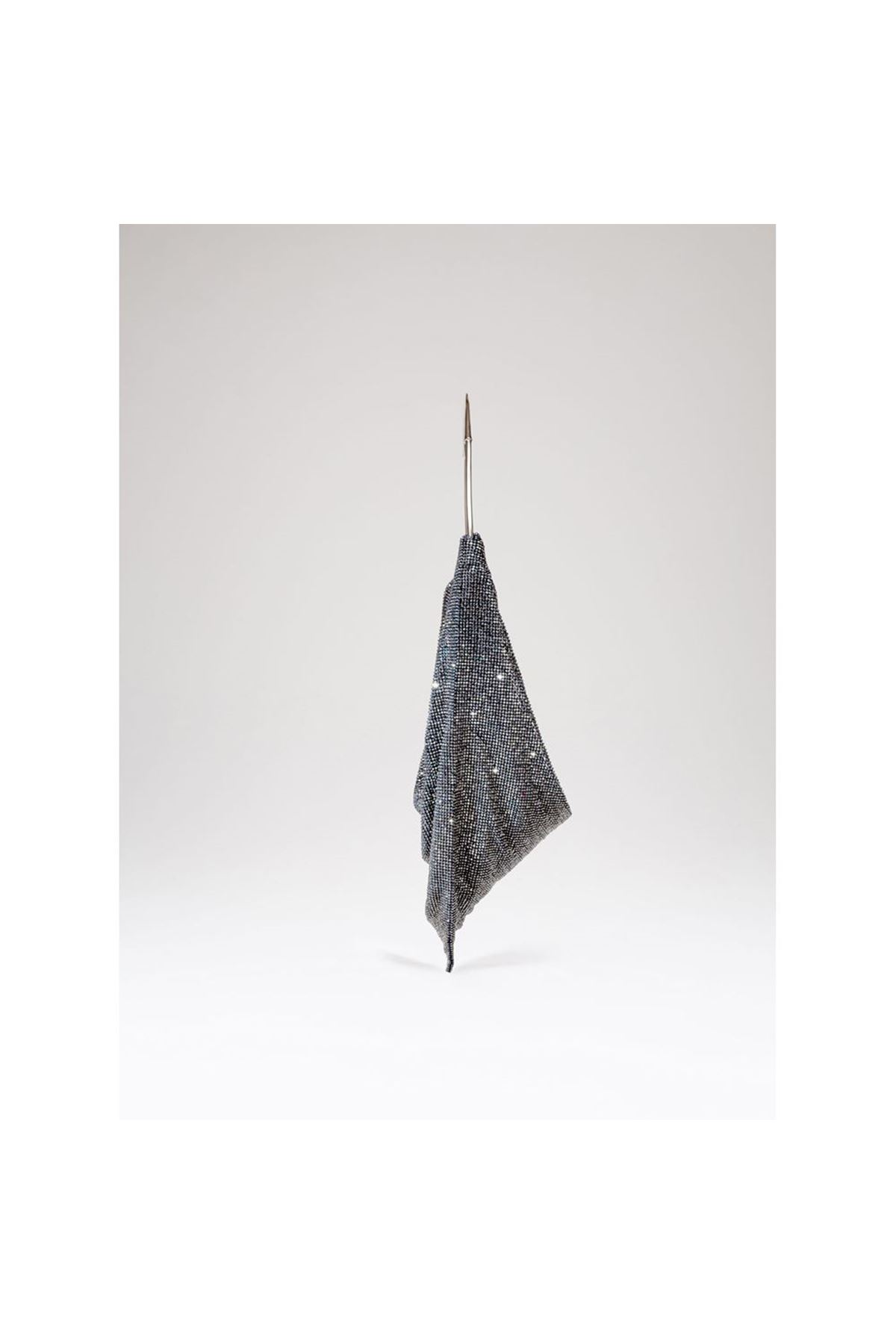 Kadın Platin Taş Dokuma Metal Tutma Sap Detaylı Abiye Çanta