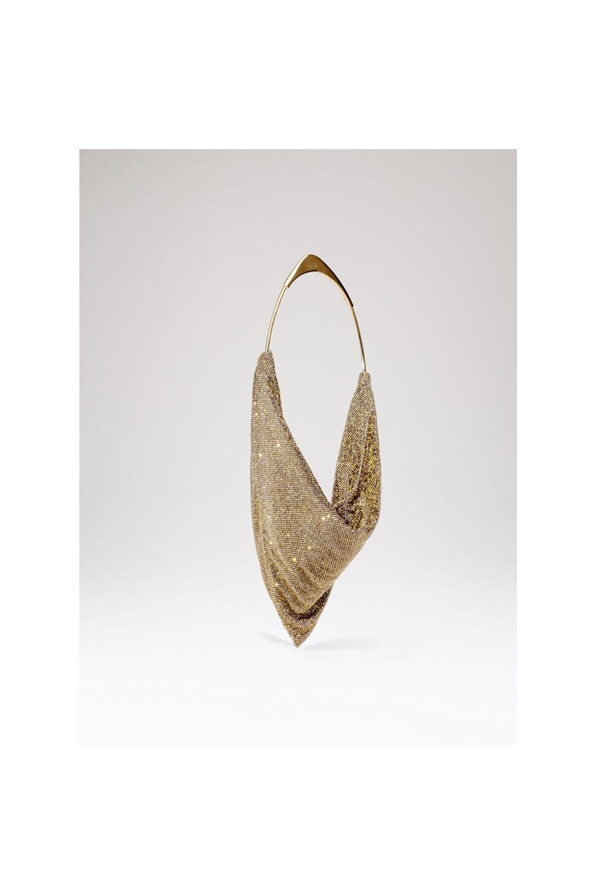 Kadın Gold Taş Dokuma Metal Tutma Sap Detaylı Abiye Çanta