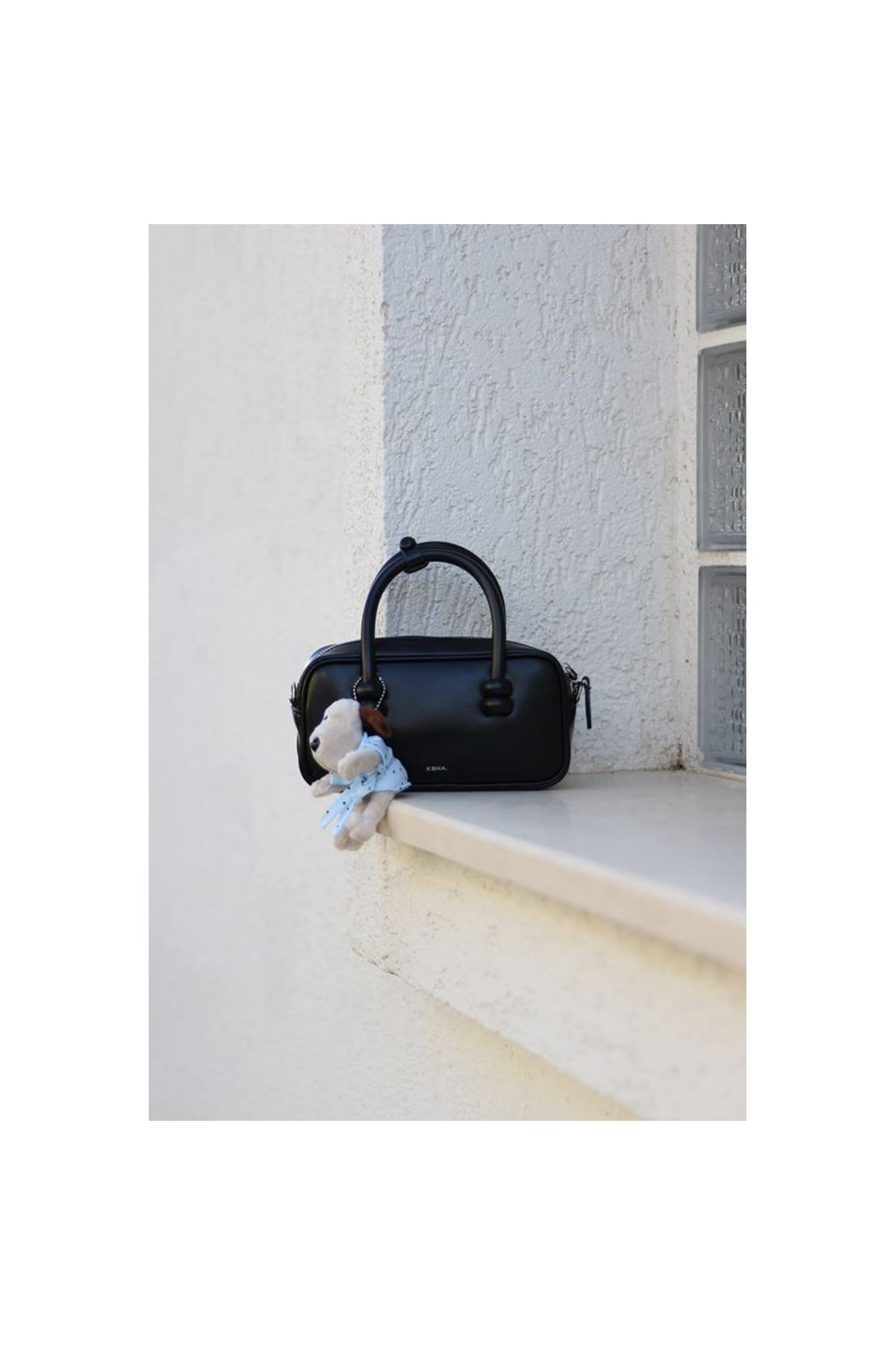 Kadın Siyah Ayıcık Maskotlu Tutma Saplı El &amp;amp; Omuz Çantası