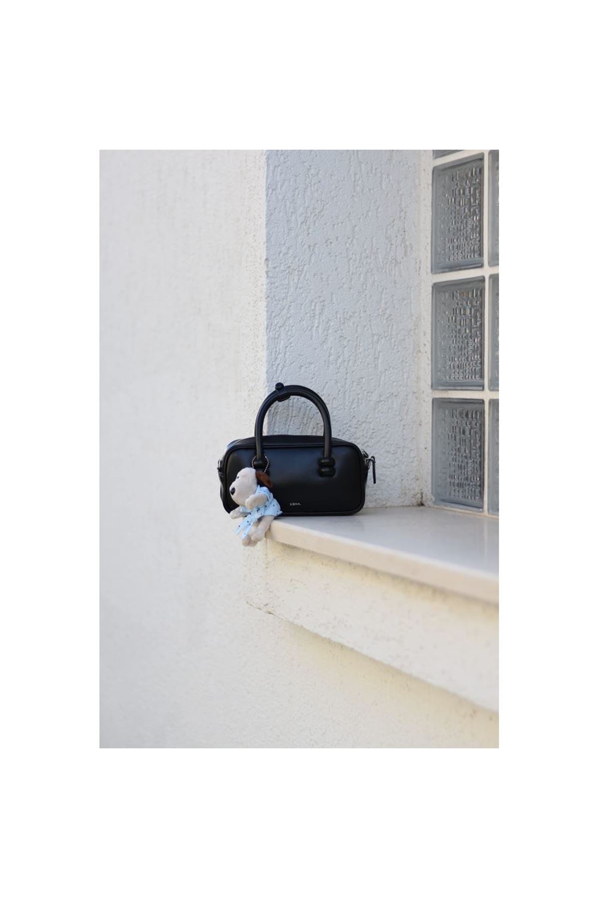 Kadın Siyah Ayıcık Maskotlu Tutma Saplı El &amp;amp; Omuz Çantası